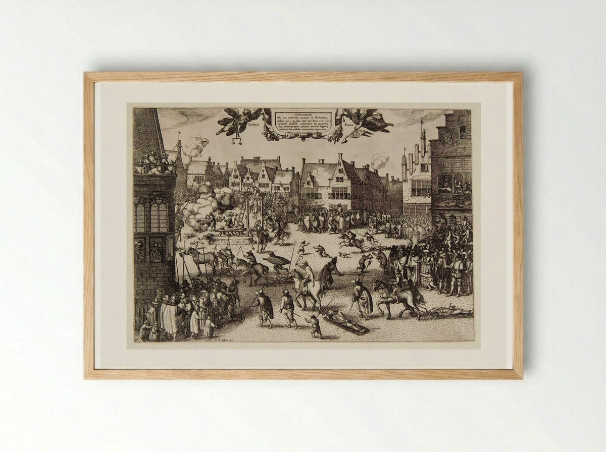 Execution of the Conspirators in the Gunpowder Plot - Claes Jansz. Visscher - Framed Print Wood