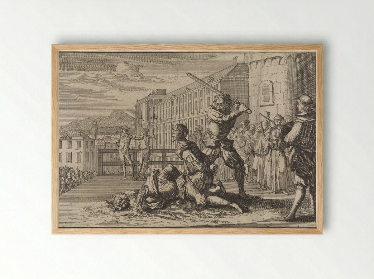 Execution of the Marquis of Cinq-Mars and François de Thou - Johann David Zunner - Framed Print Wood