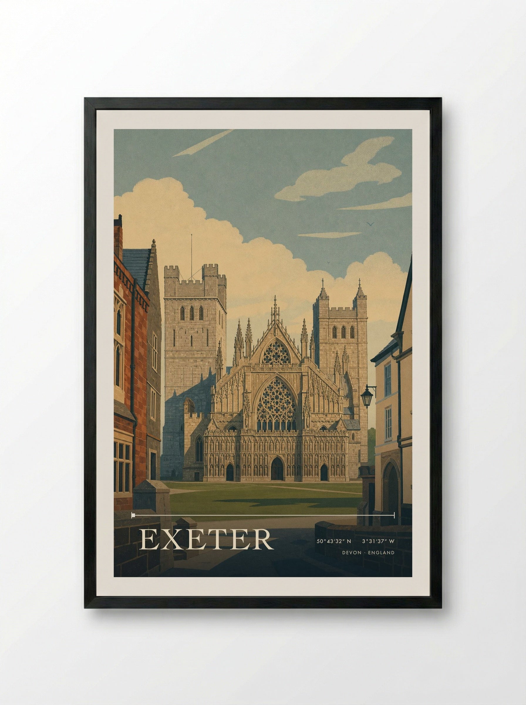 Exeter Devon England Travel Poster - Framed Print Black