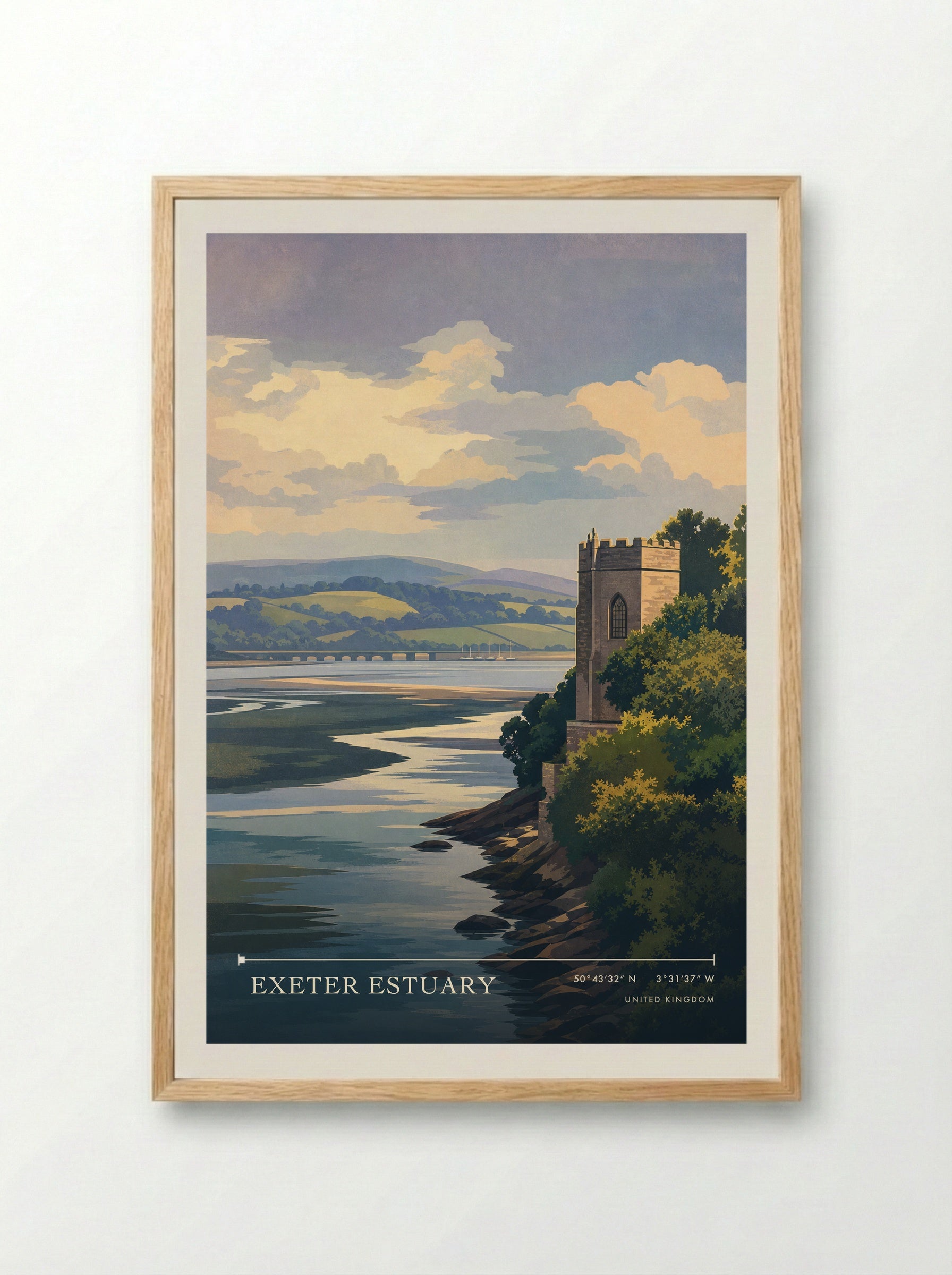 Exeter Estuary United Kingdom Travel Poster - Framed Print Wood