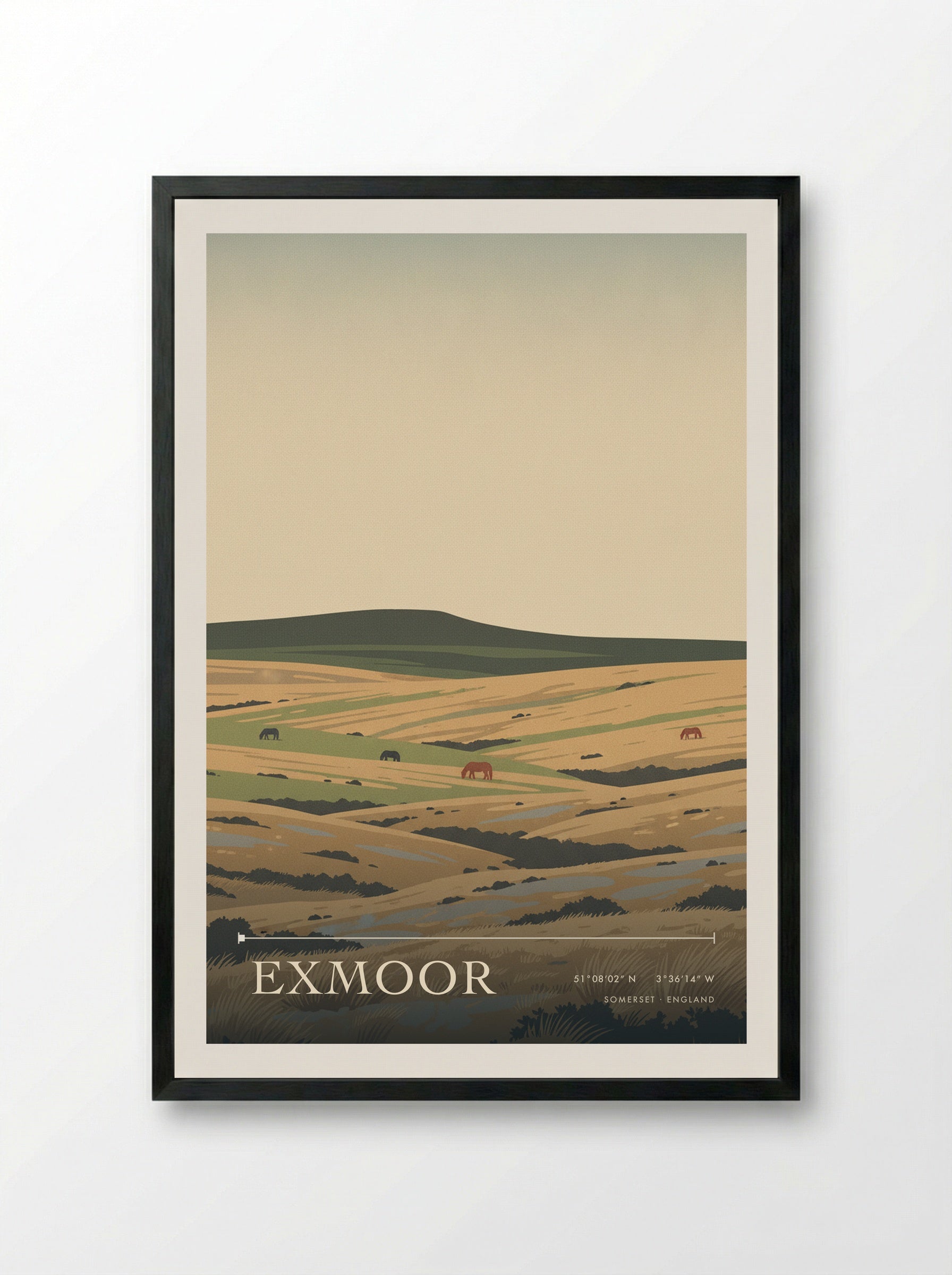 Exmoor Somerset England Travel Poster - Framed Print Black