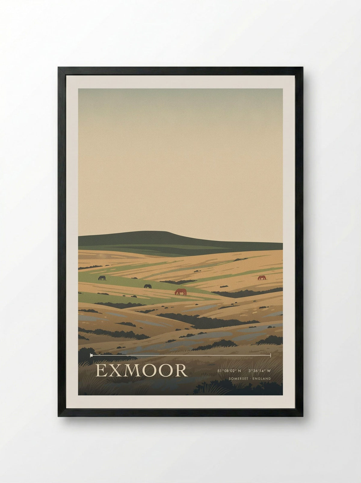 Exmoor Somerset England Travel Poster - Framed Print Black