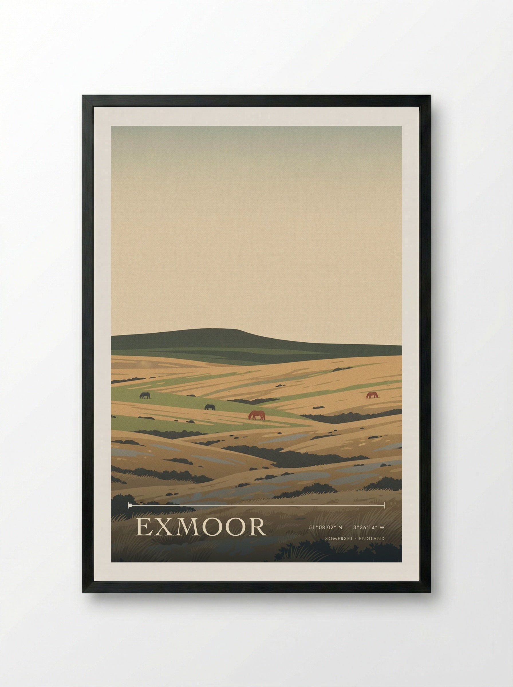 Exmoor Somerset England Travel Poster - Framed Print Black