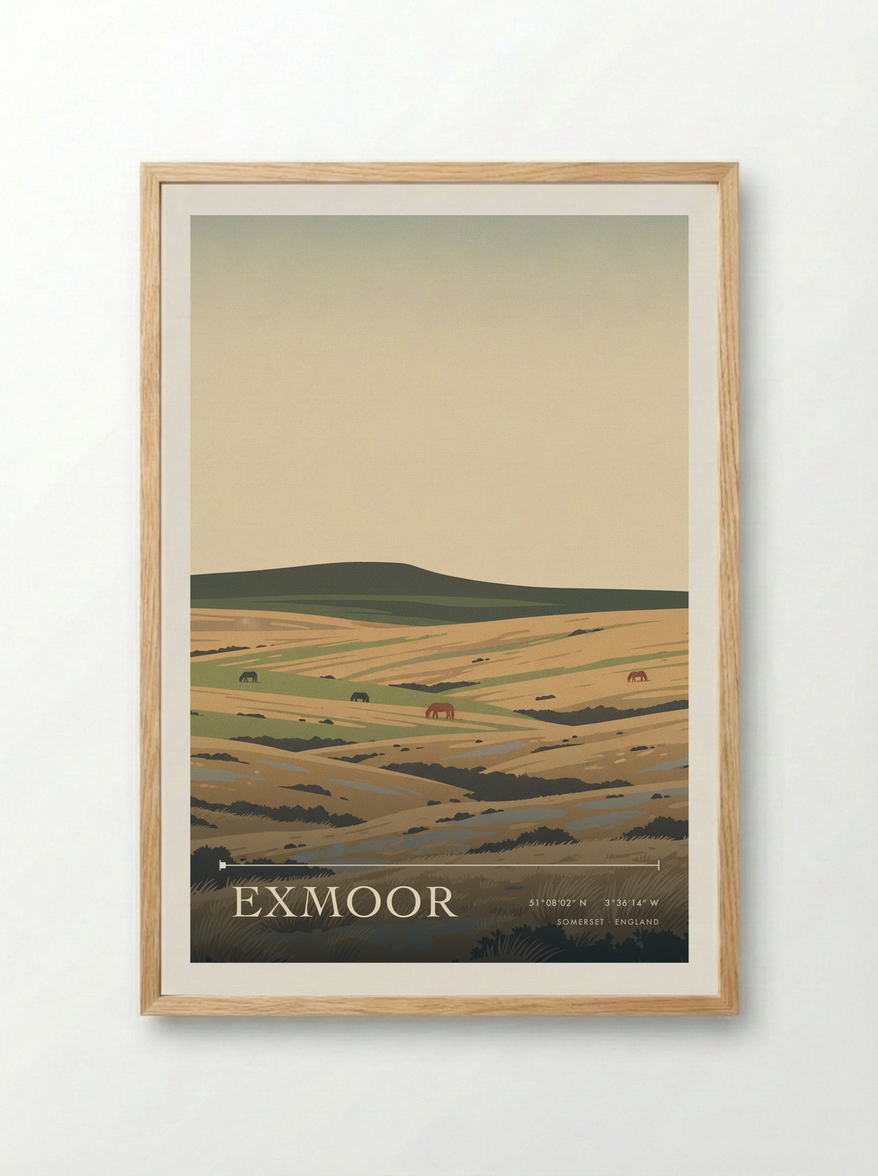 Exmoor Somerset England Travel Poster - Framed Print Wood