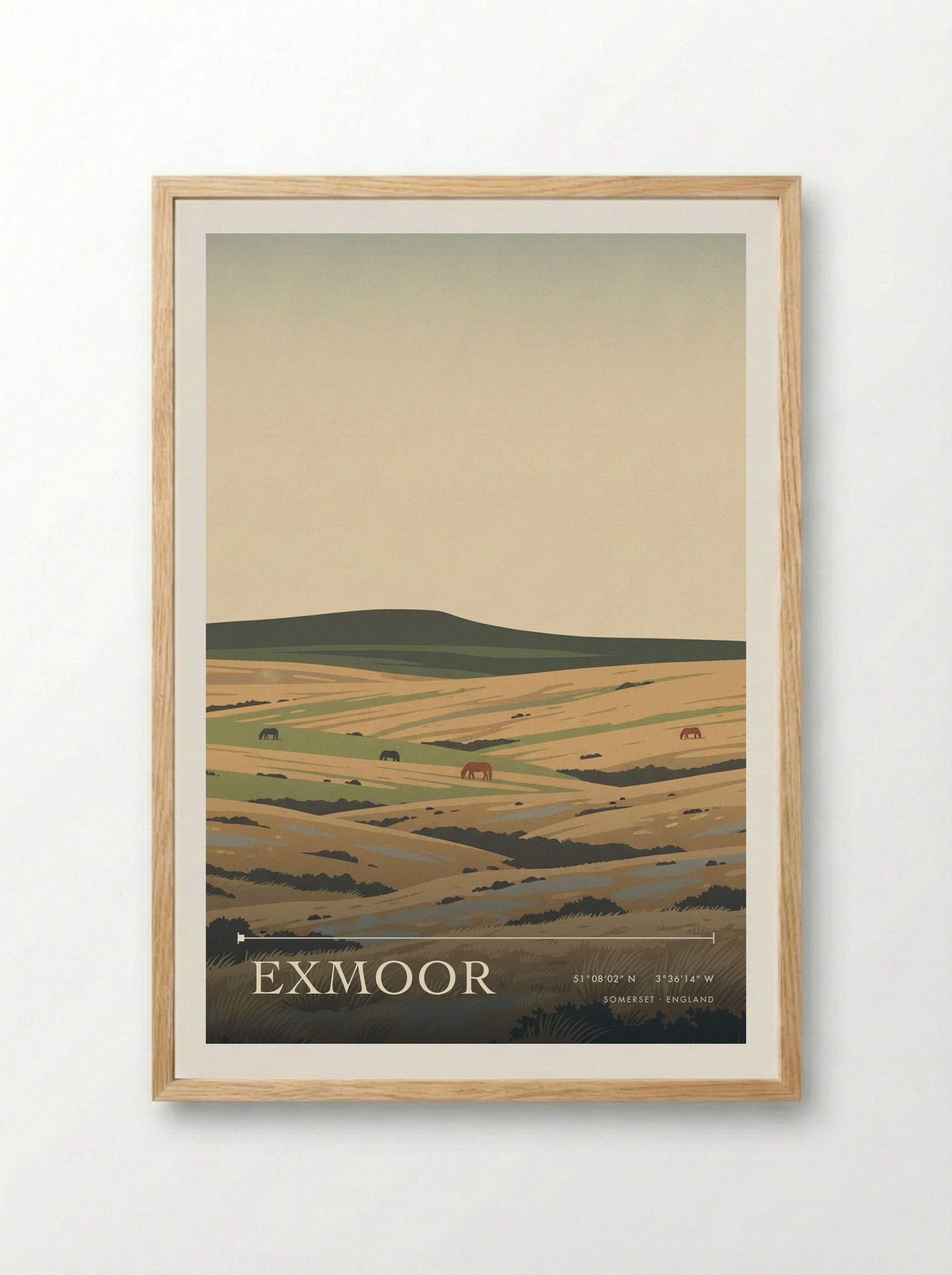 Exmoor Somerset England Travel Poster - Framed Print Wood