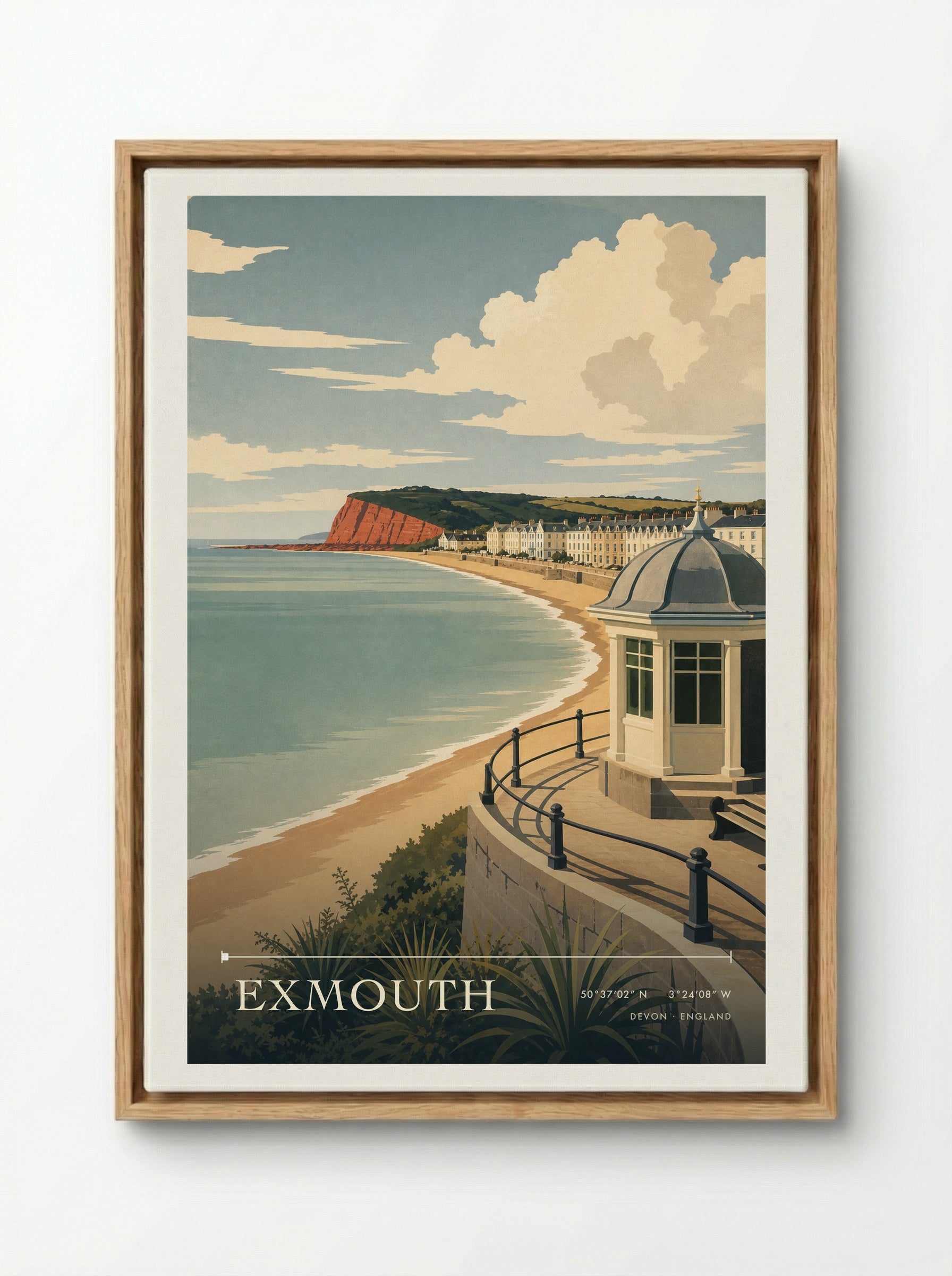 Exmouth Devon England Travel Poster - Framed Canvas Wood
