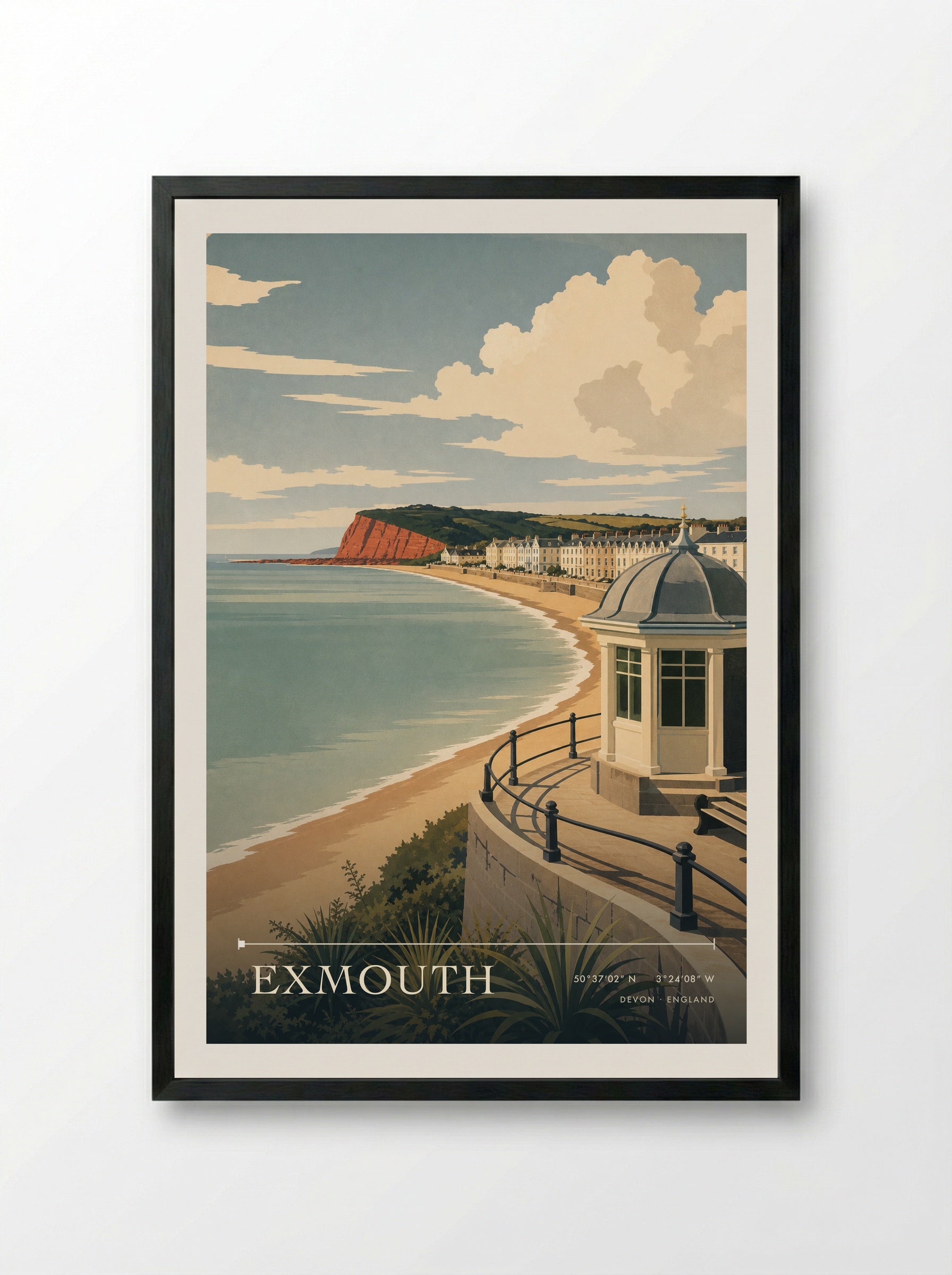 Exmouth Devon England Travel Poster - Framed Print Black
