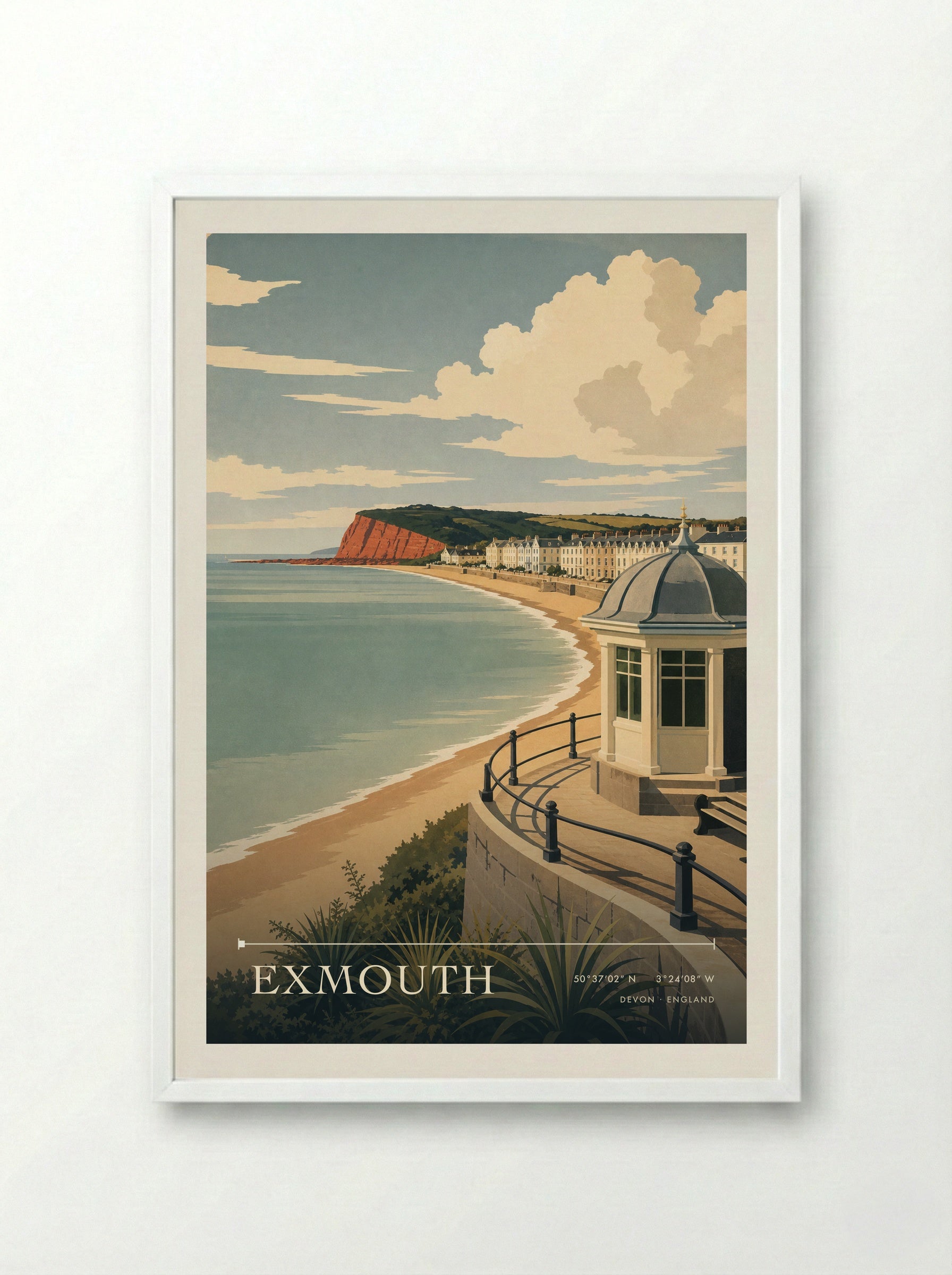 Exmouth Devon England Travel Poster - Framed Print White