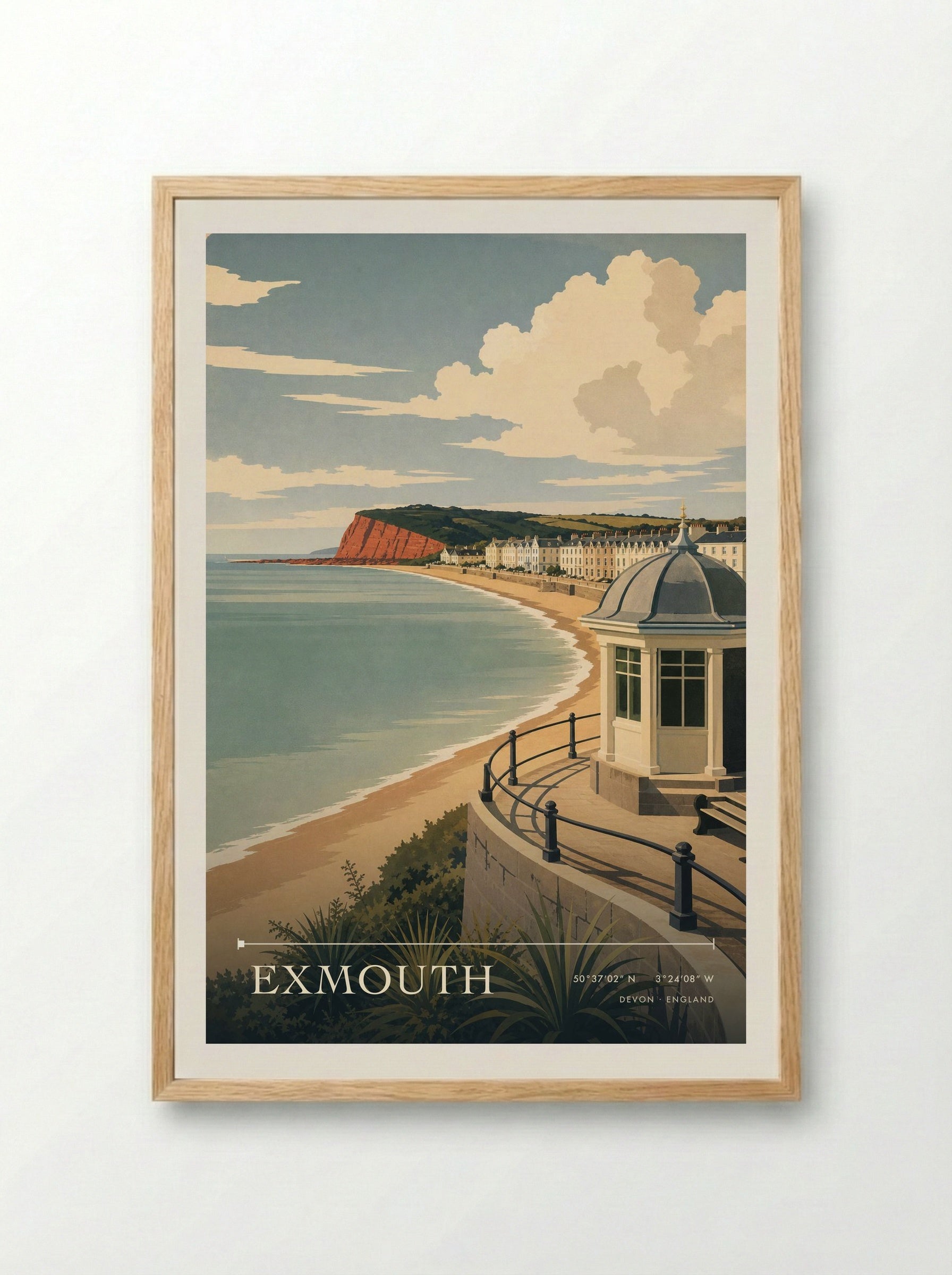 Exmouth Devon England Travel Poster - Framed Print Wood