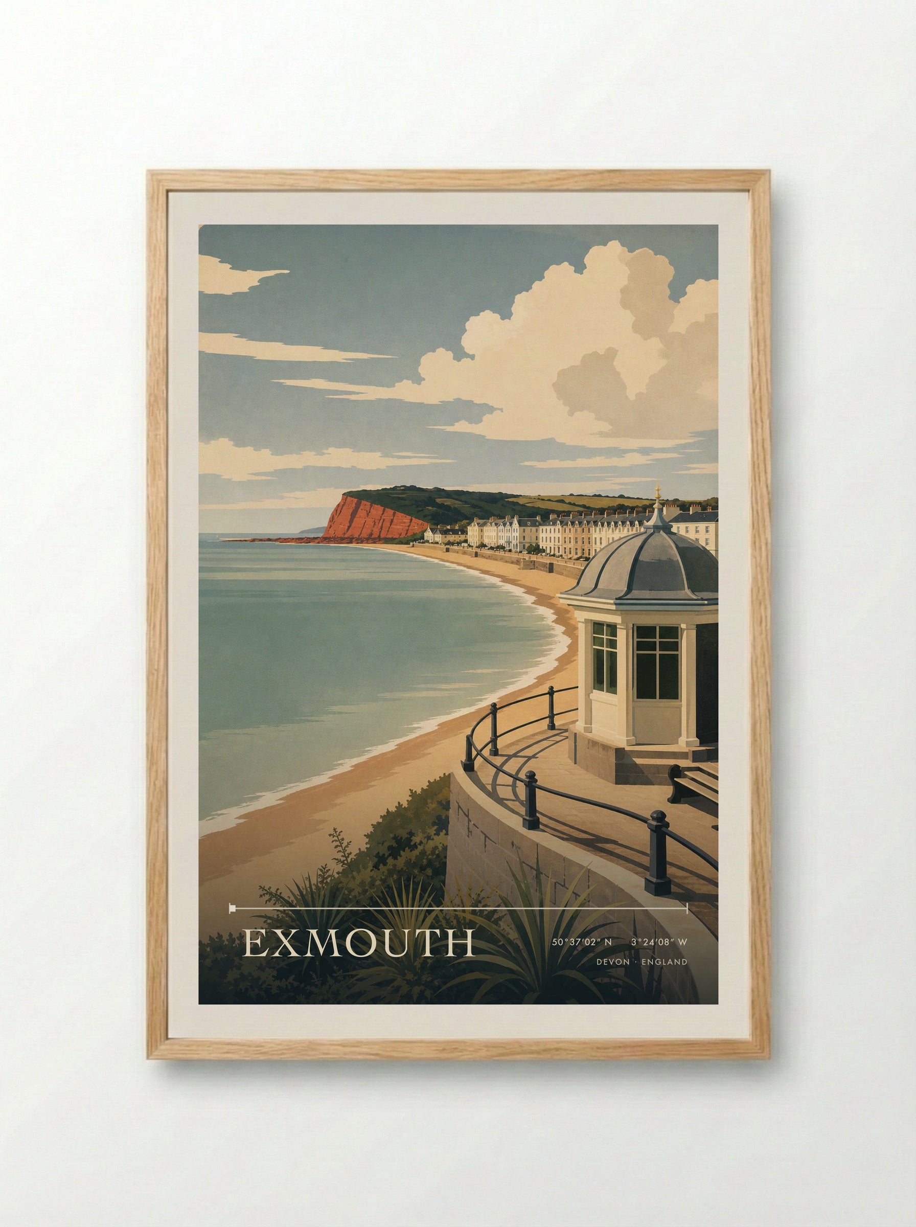 Exmouth Devon England Travel Poster - Framed Print Wood