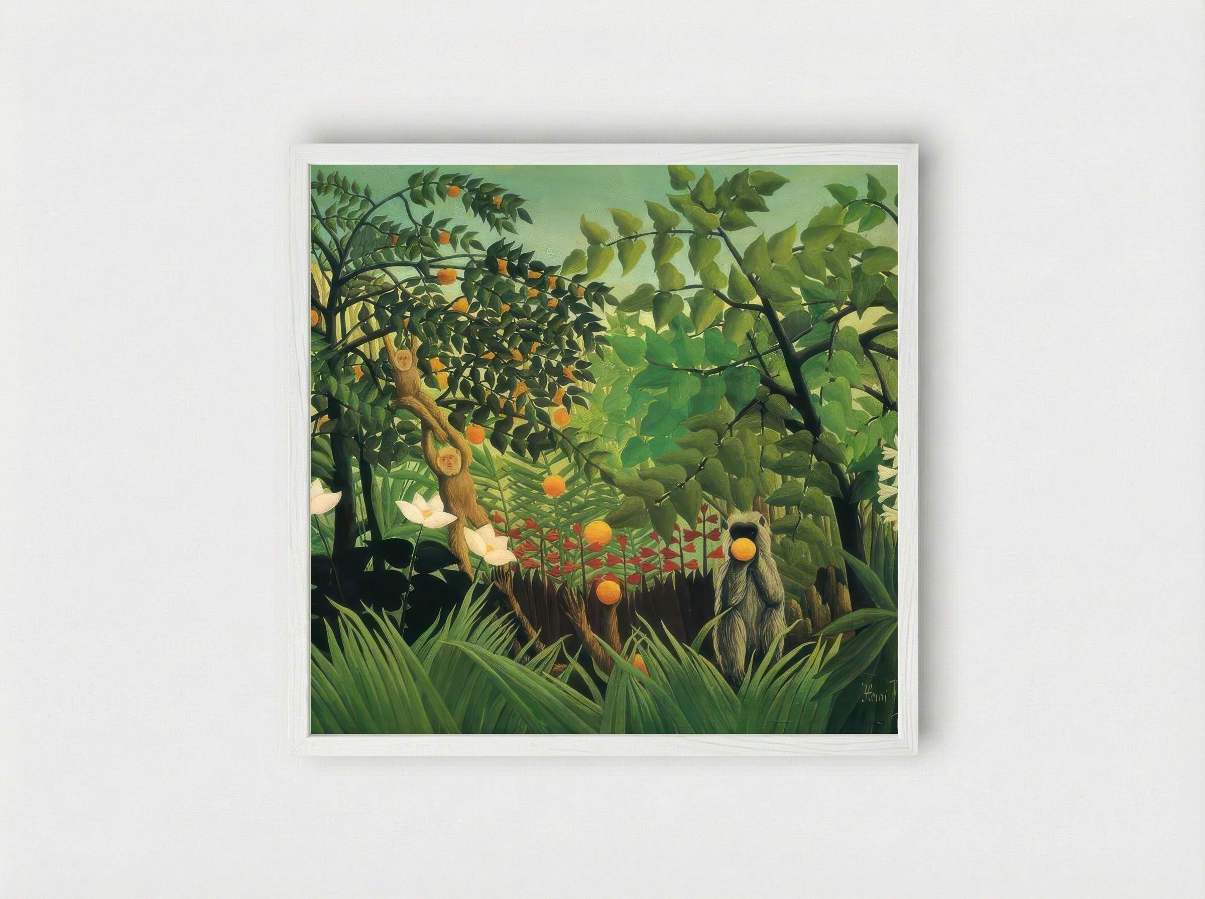 Exotic Landscape by Henri Rousseau – Naïve Art Tropical Fantasy Print - Framed Print White