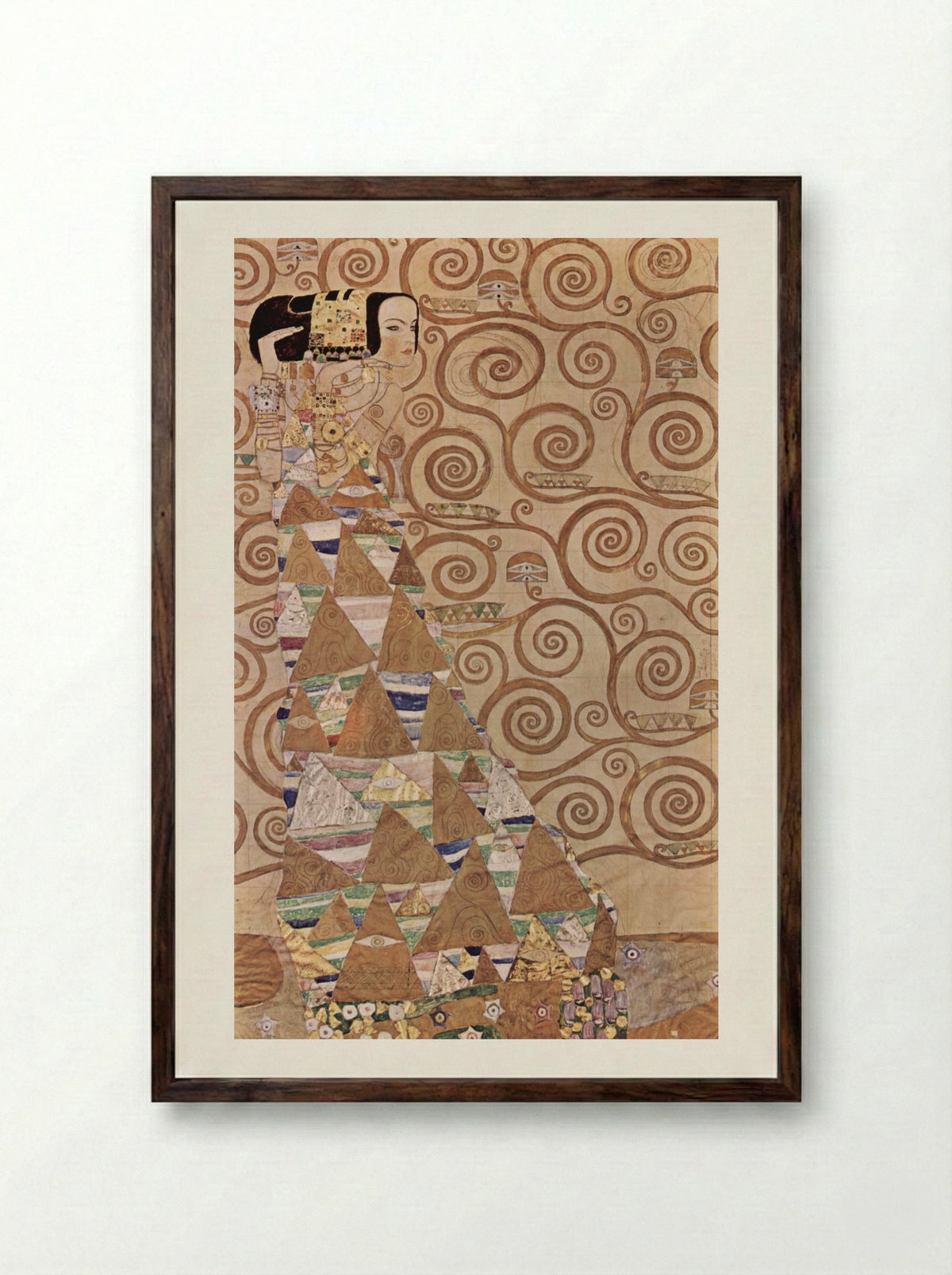 Expectation - Gustav Klimt - Framed Print Dark Wood