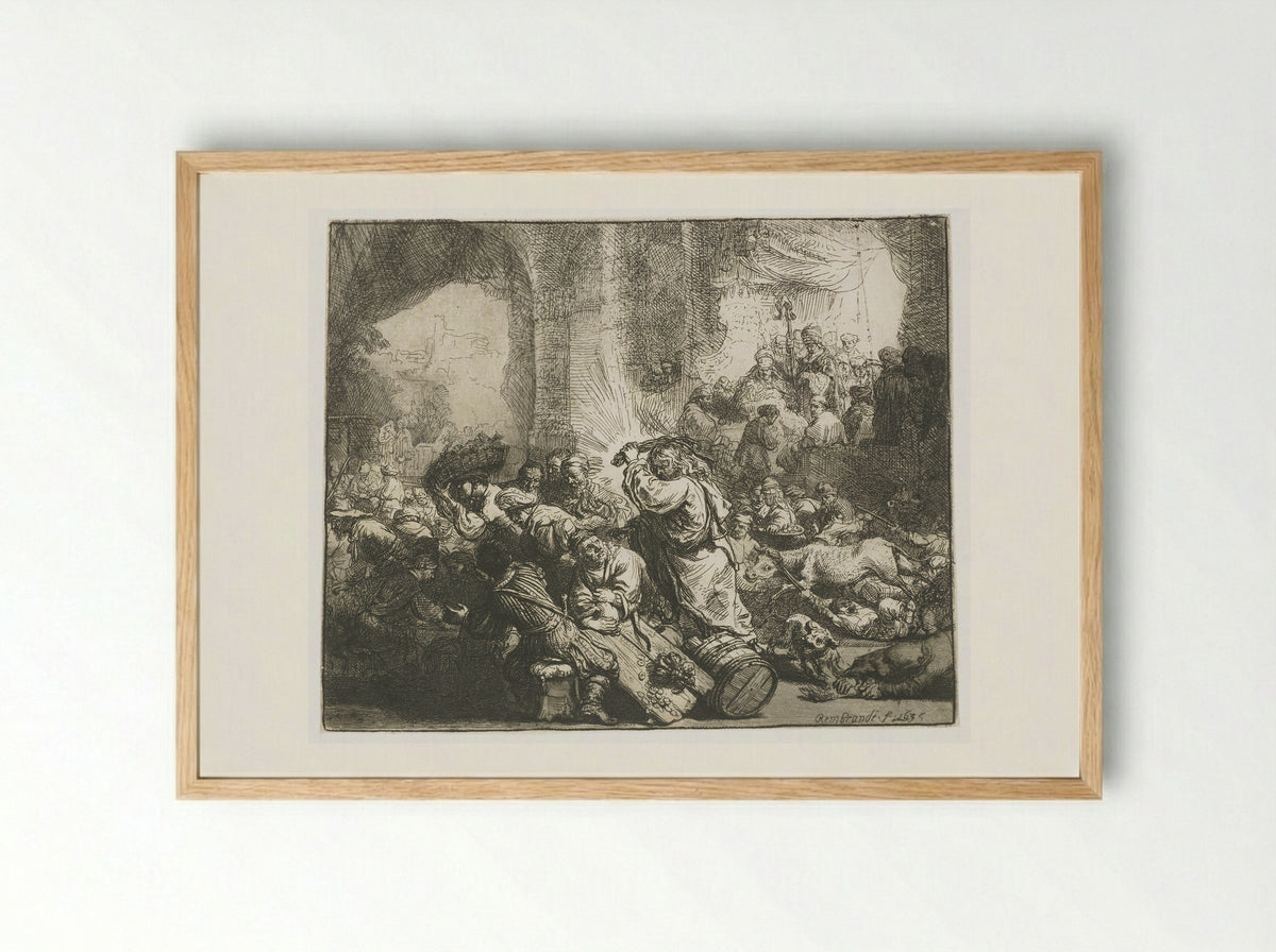 Expulsion of the Money Changers from the Temple - Jean de Bary - Framed Print Wood