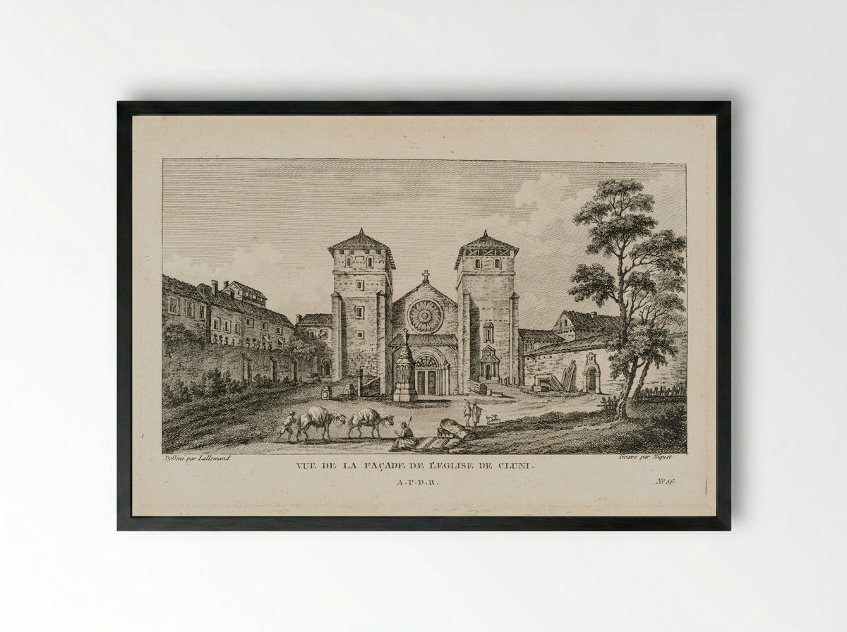 Exterior View of the Abbey of Cluny - Claude Niquet - Framed Print Black