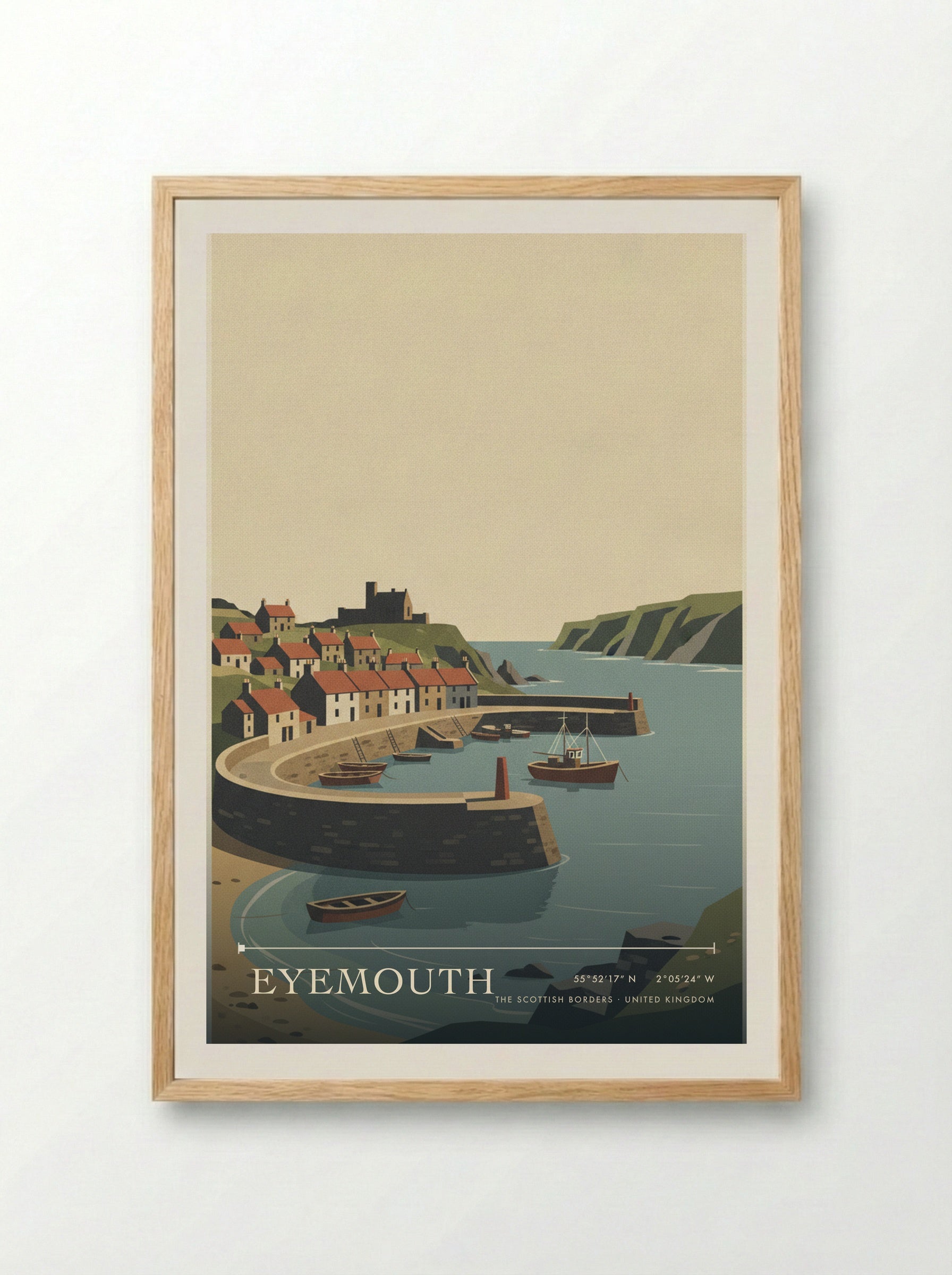 Eyemouth The Scottish Borders United Kingdom Travel Poster - Framed Print Wood