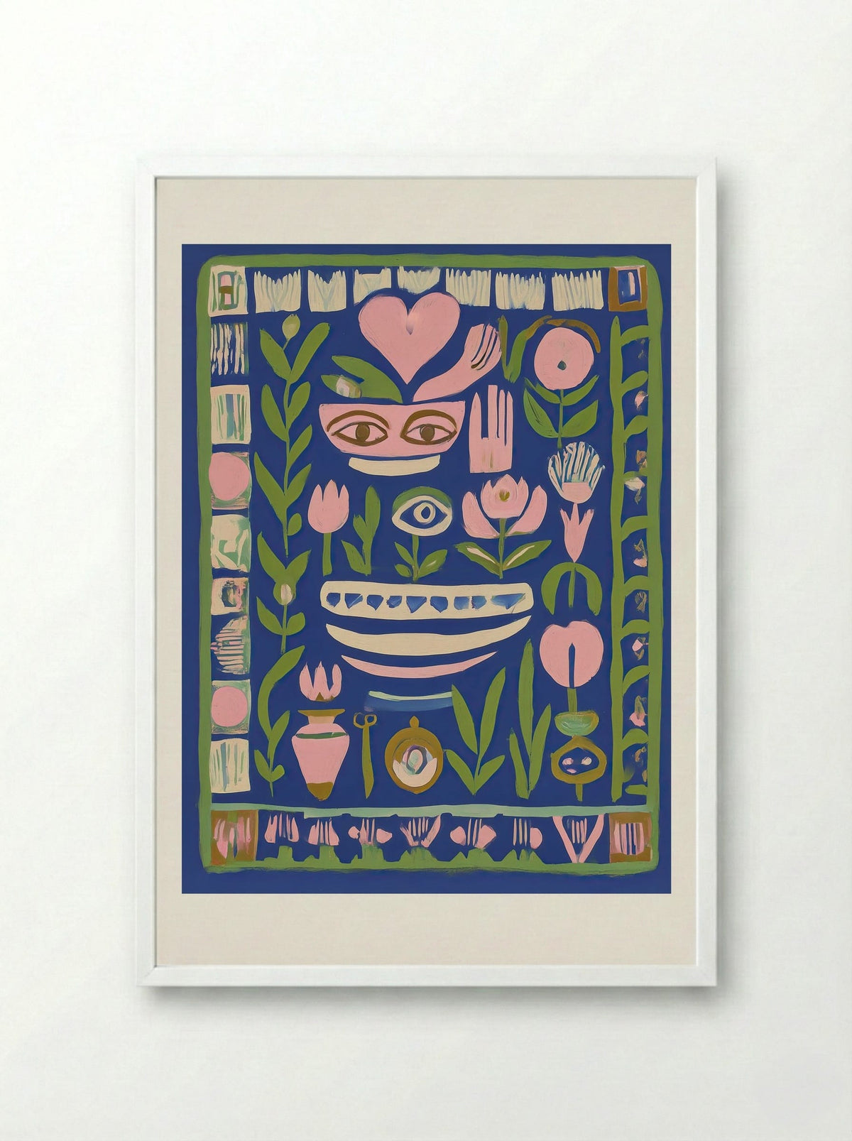 Eyes of the Garden Spirit - Framed Print White