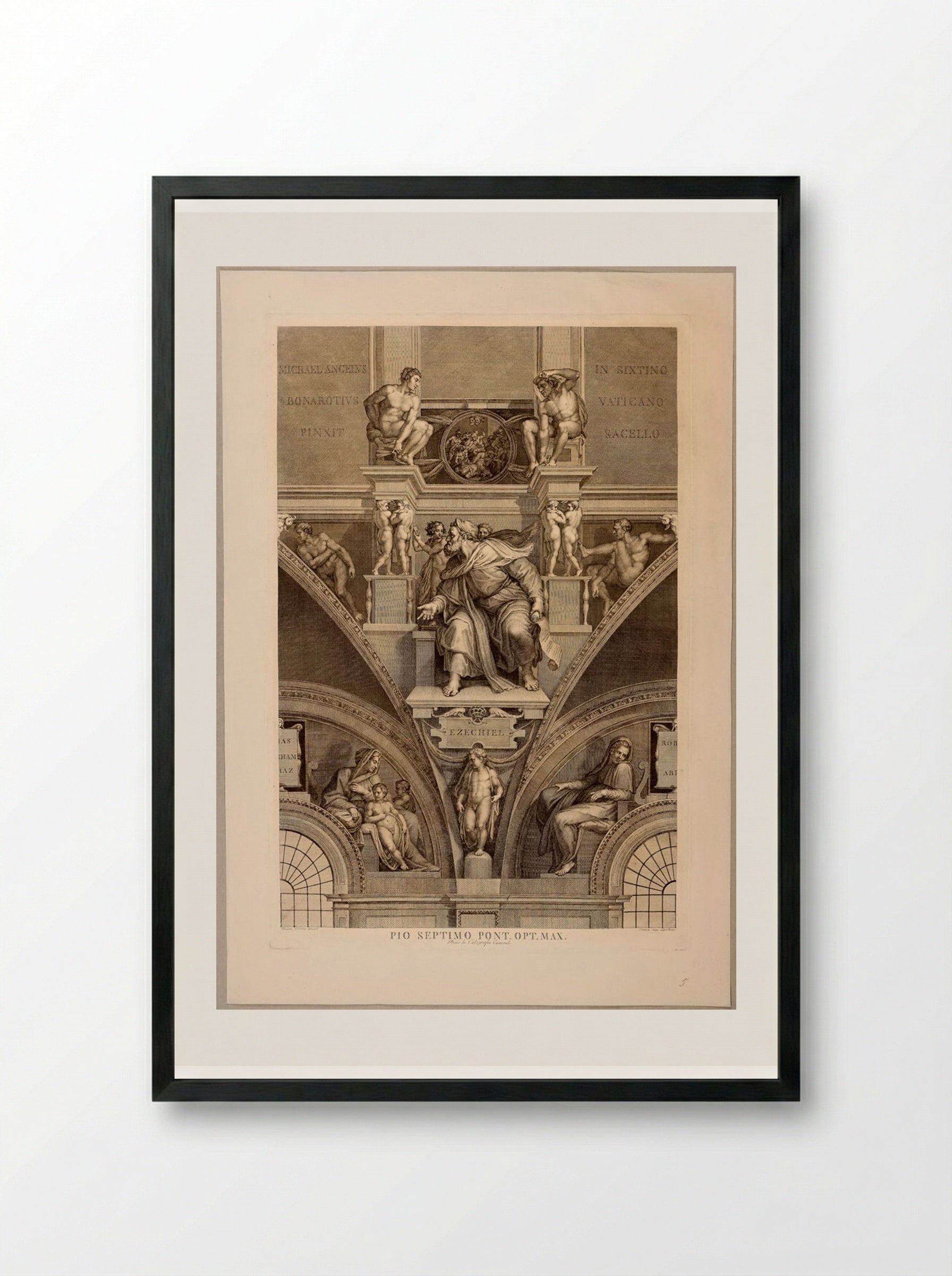 Ezekiel (After Michelangelo) - Domenico Cunego - Framed Print Black
