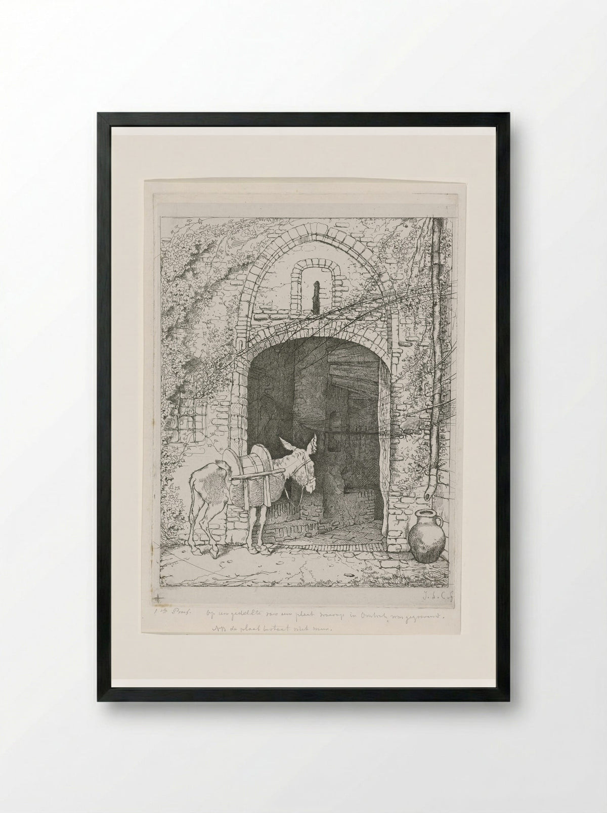 Ezel voor zijn stal - Jacobus Ludovicus Cornet - Framed Print Black