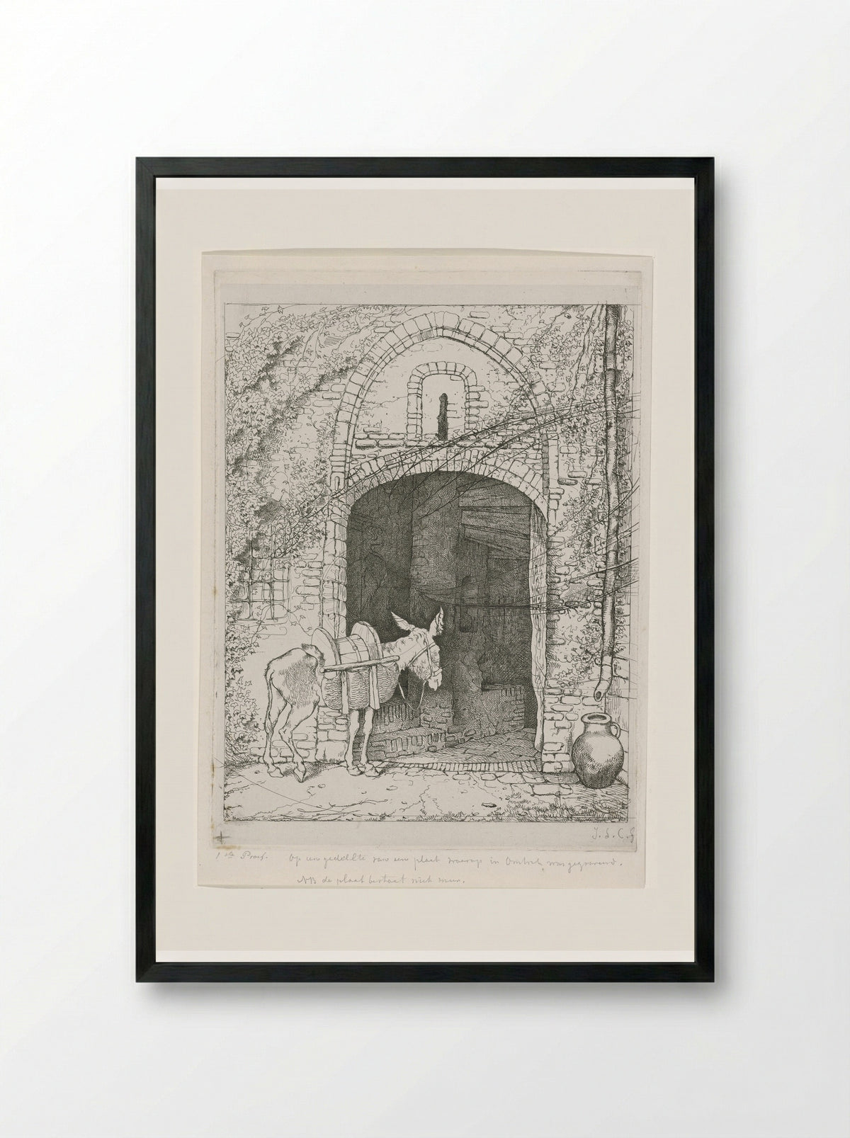 Ezel voor zijn stal - Jacobus Ludovicus Cornet - Framed Print Black