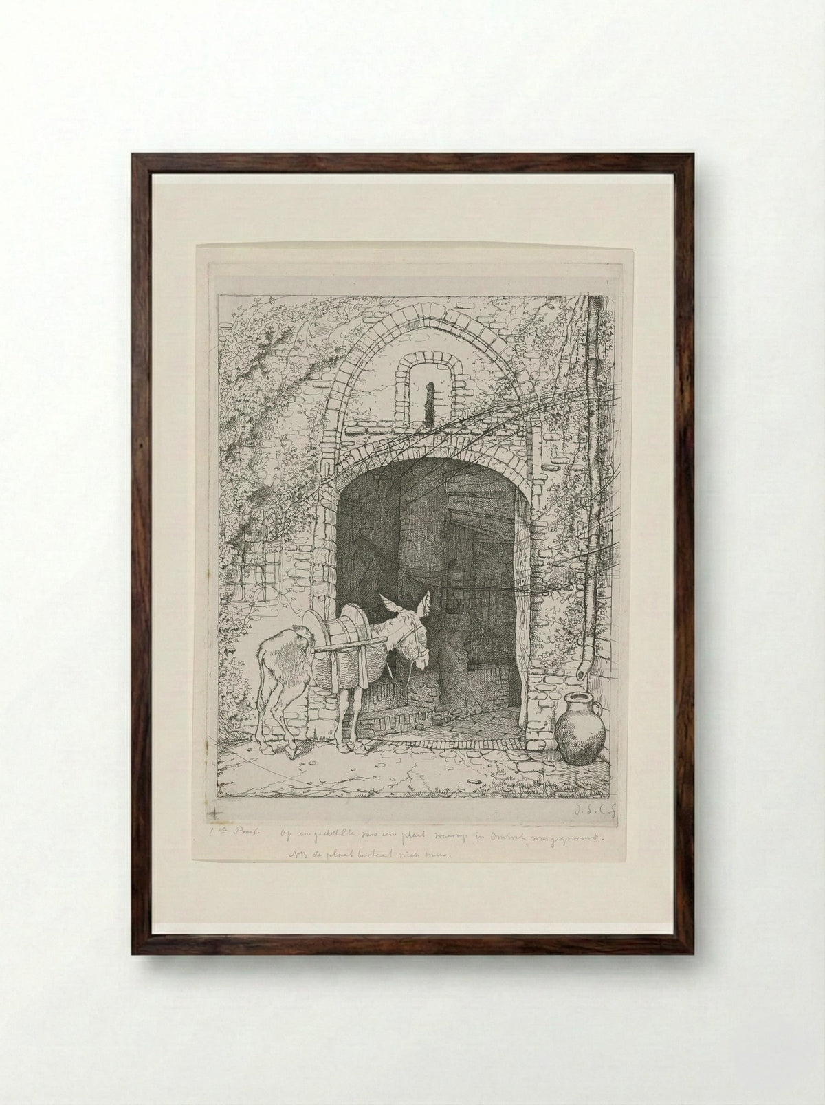 Ezel voor zijn stal - Jacobus Ludovicus Cornet - Framed Print Dark Wood