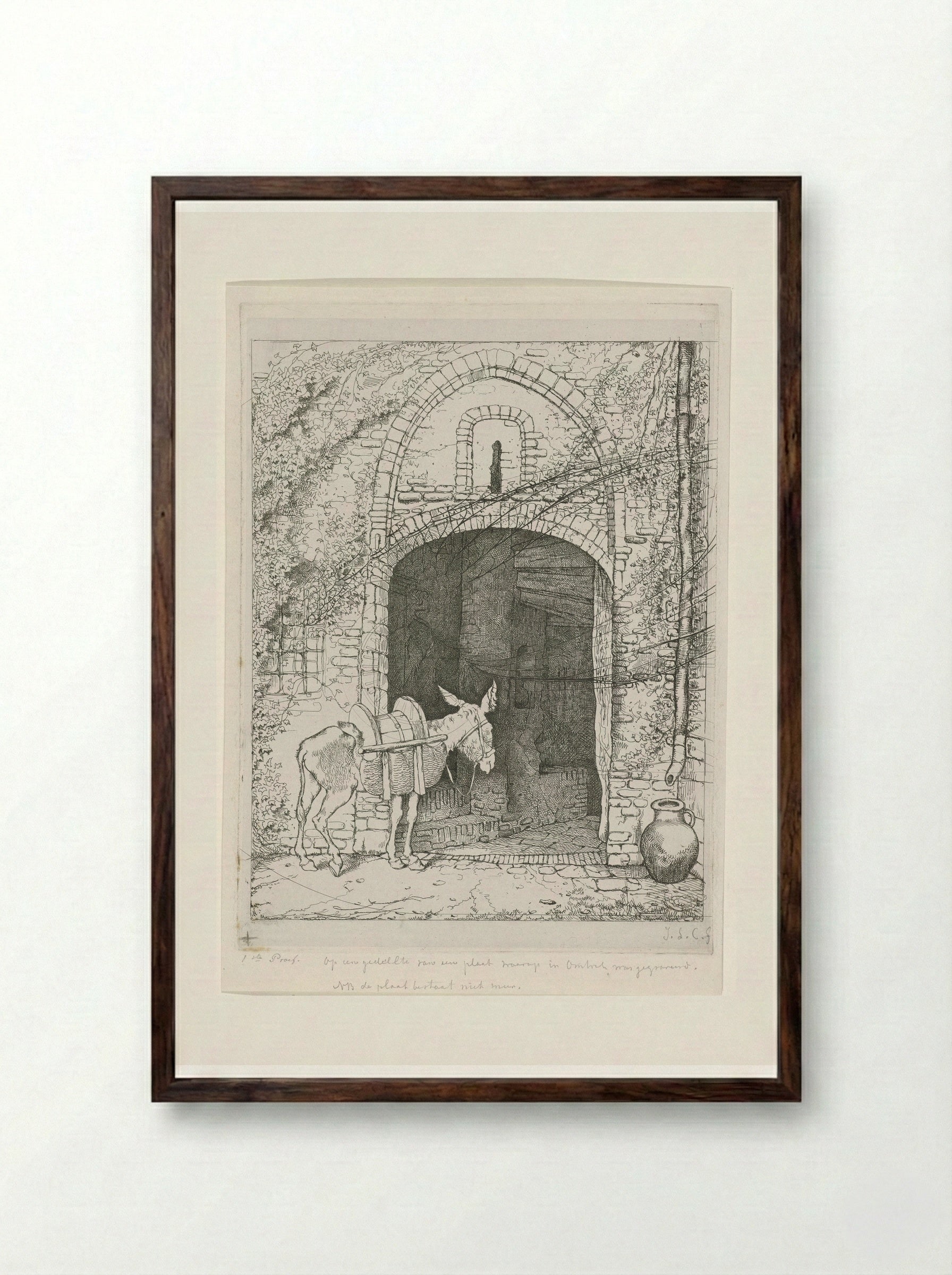 Ezel voor zijn stal - Jacobus Ludovicus Cornet - Framed Print Dark Wood