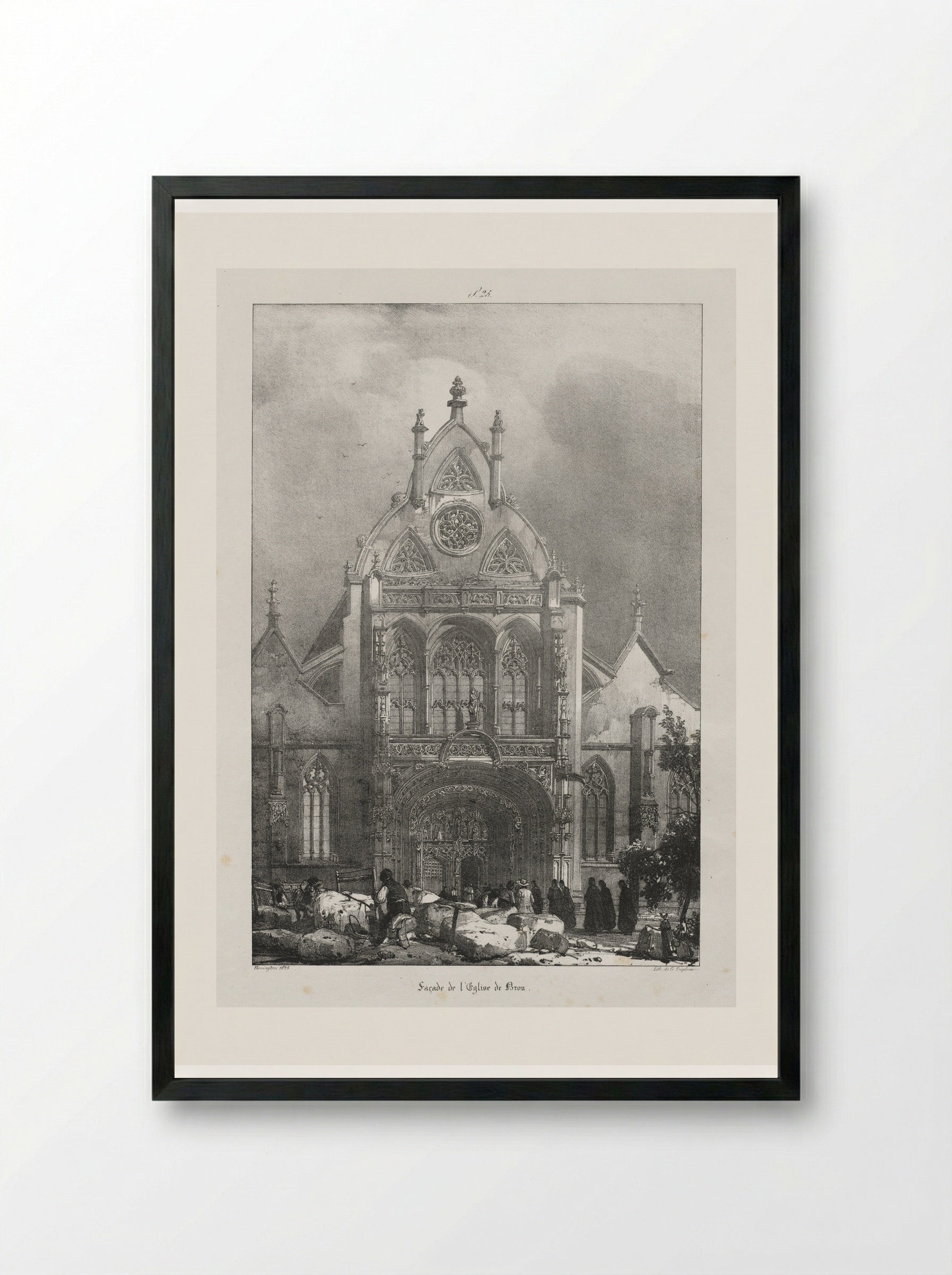 Façade de l'Eglise de Brou - Richard Parkes Bonington - Framed Print Black