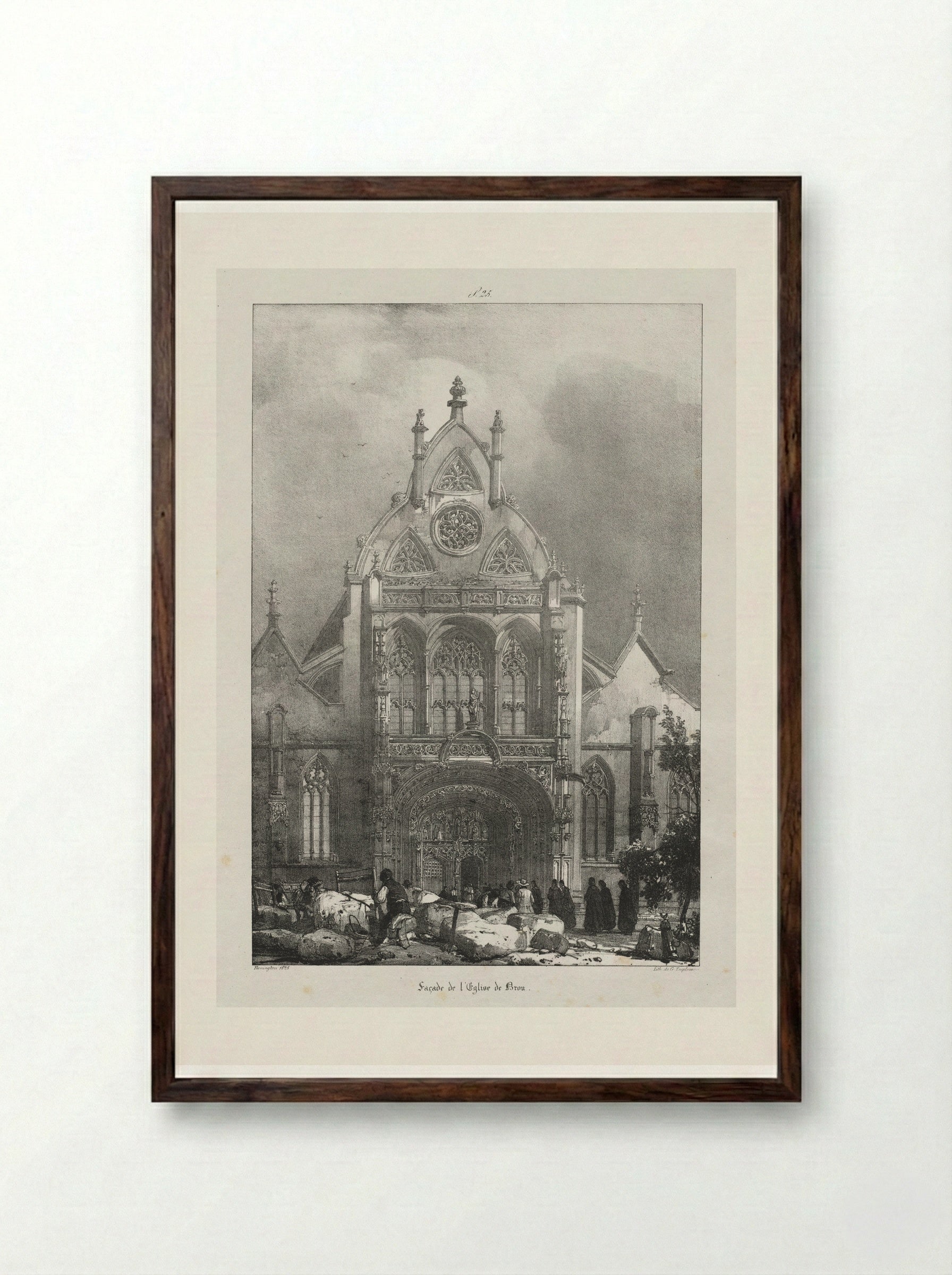 Façade de l'Eglise de Brou - Richard Parkes Bonington - Framed Print Dark Wood