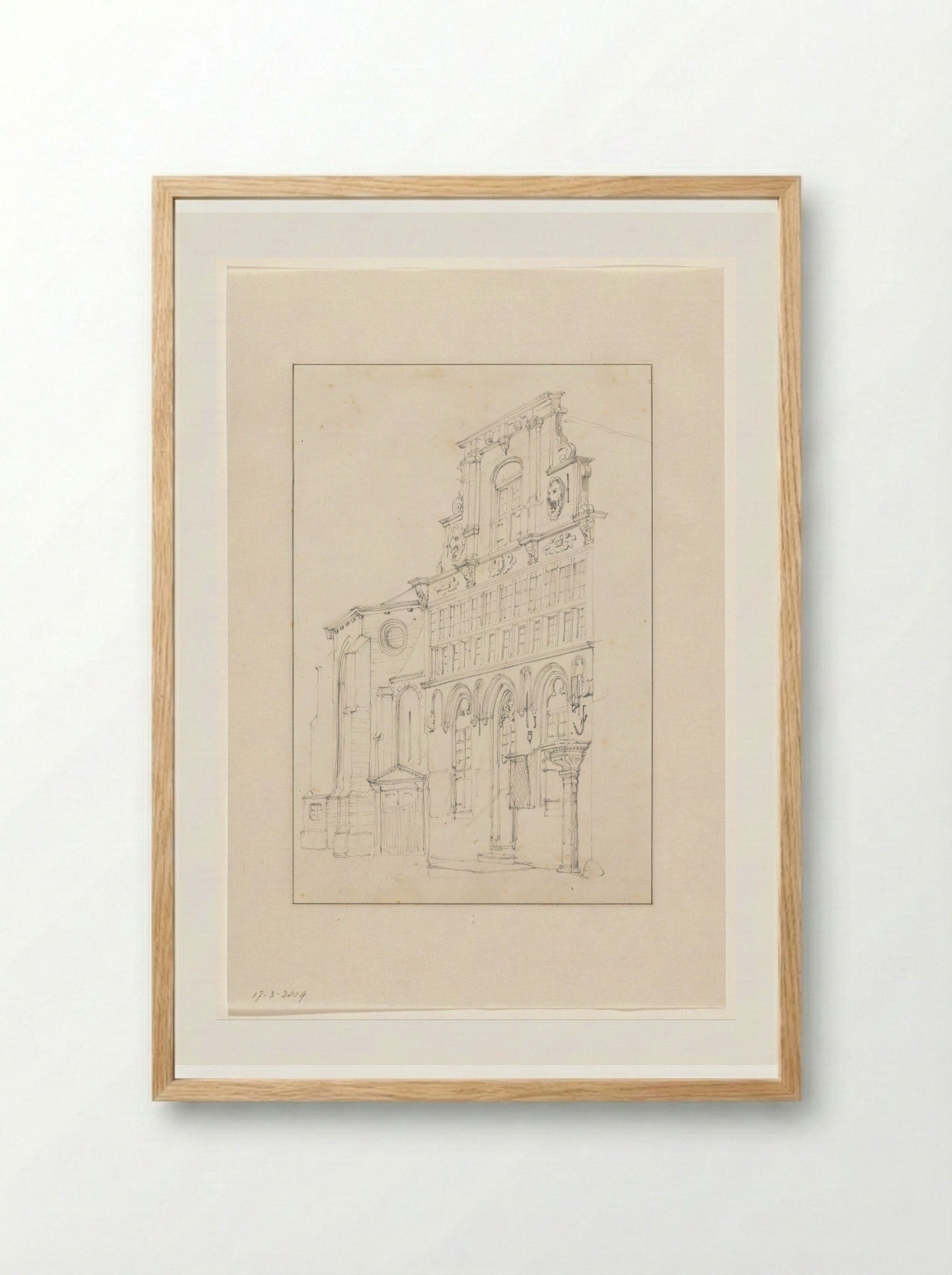 Façade of the Town Hall in Woerden - Cornelis Springer - Framed Print Wood