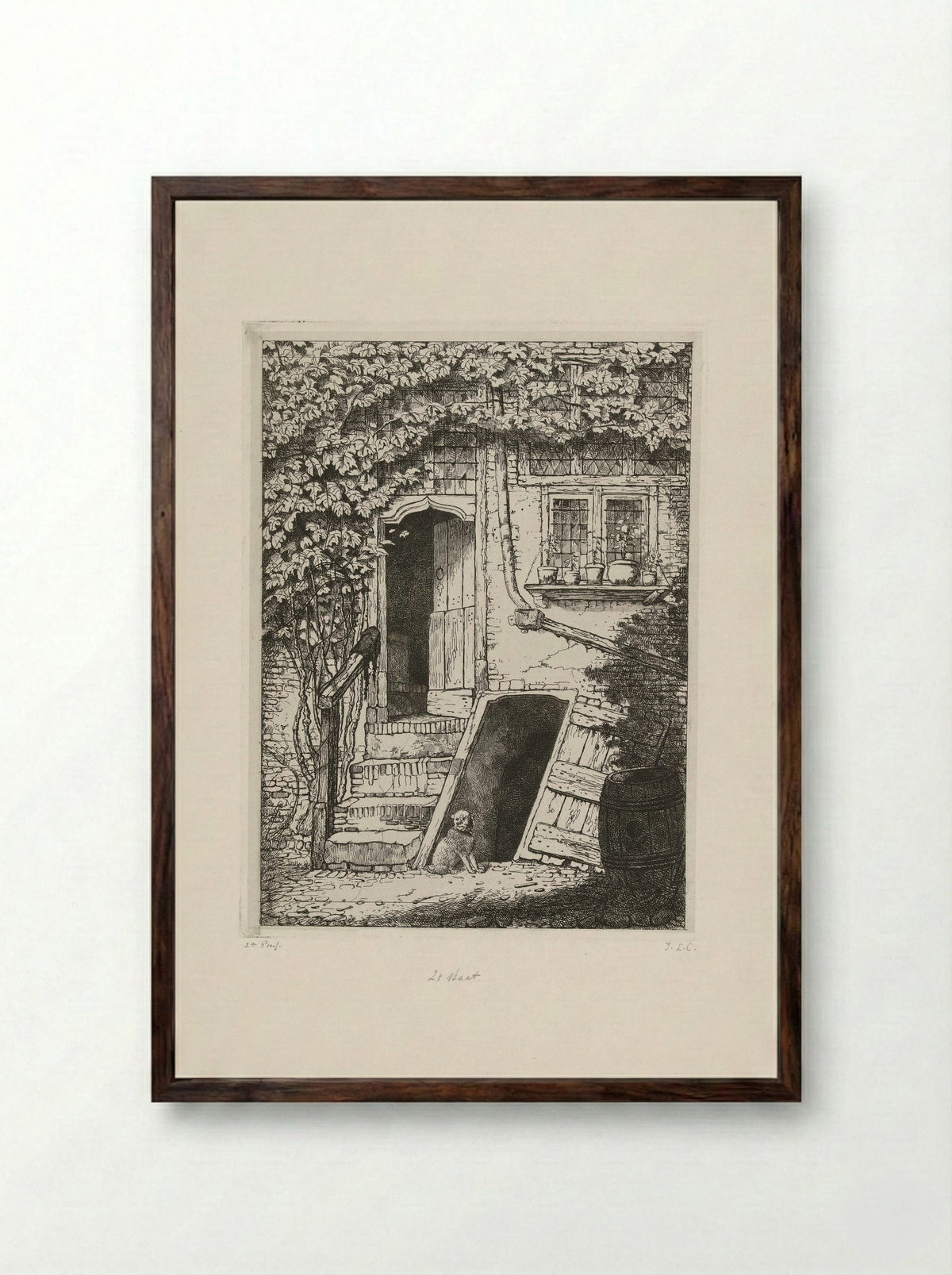 Façade van een huis - Jacobus Ludovicus Cornet - Framed Print Dark Wood