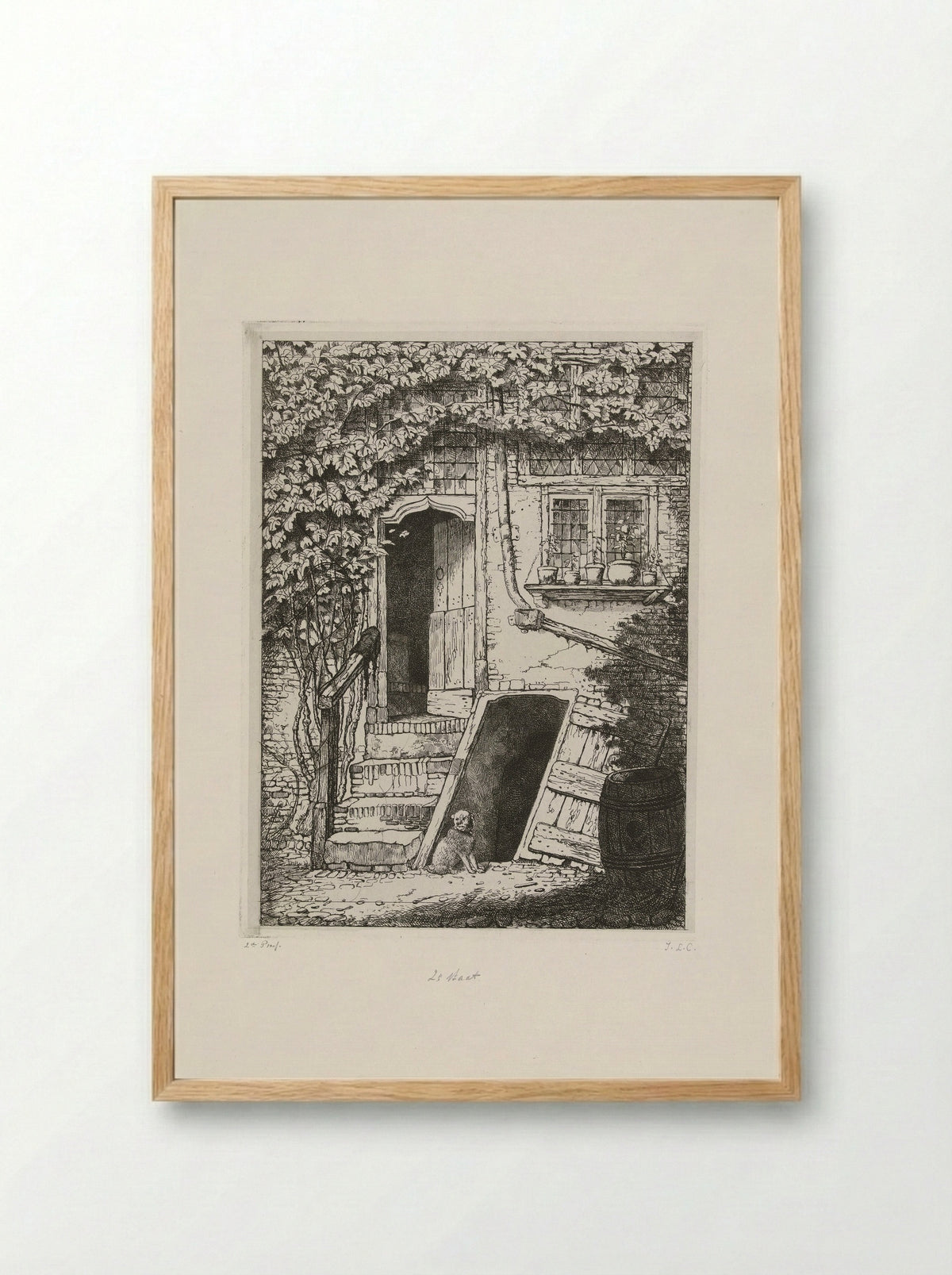 Façade van een huis - Jacobus Ludovicus Cornet - Framed Print Wood