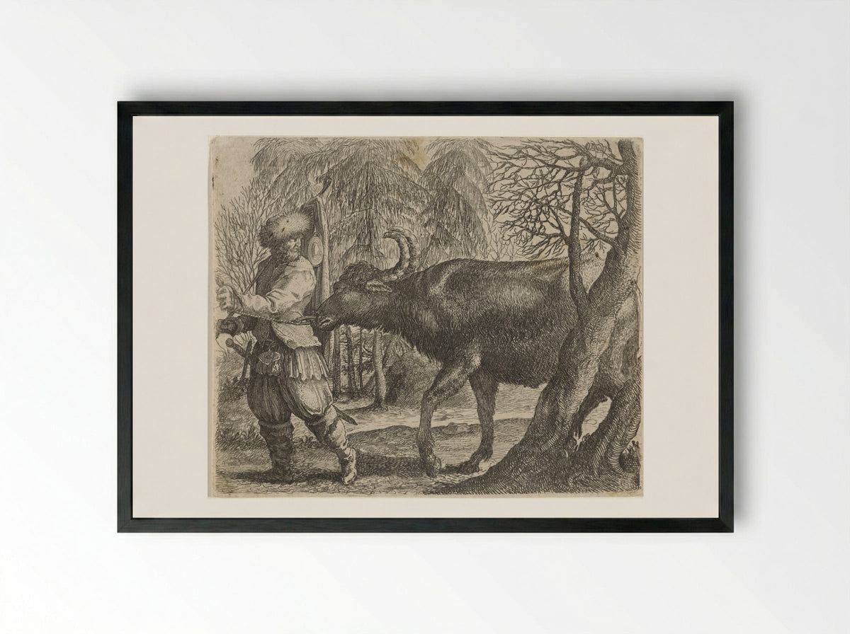 Fabel van de buffel en de boer - Aegidius Sadeler (II) - Framed Print Black