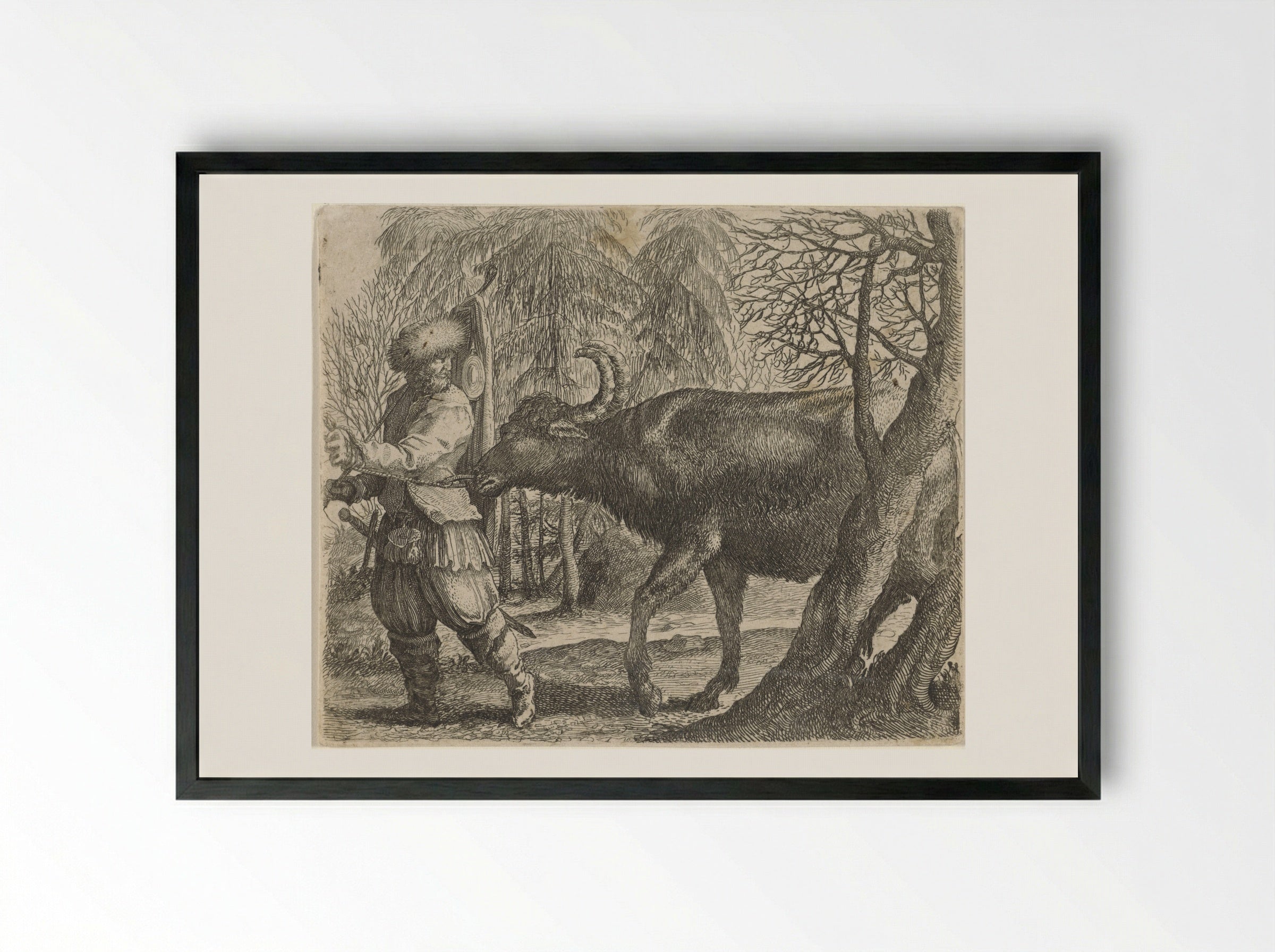 Fabel van de buffel en de boer - Aegidius Sadeler (II) - Framed Print Black