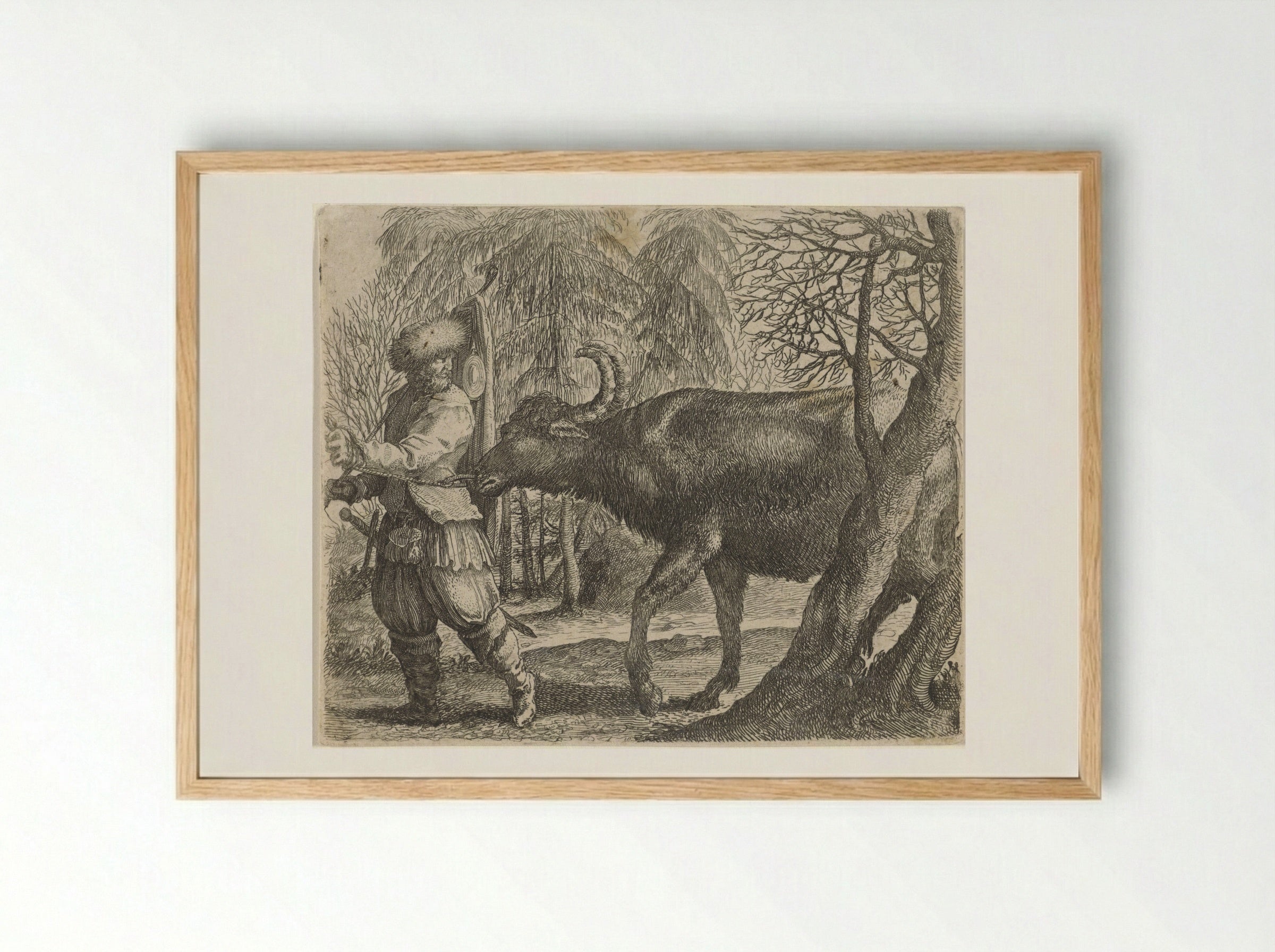 Fabel van de buffel en de boer - Aegidius Sadeler (II) - Framed Print Wood