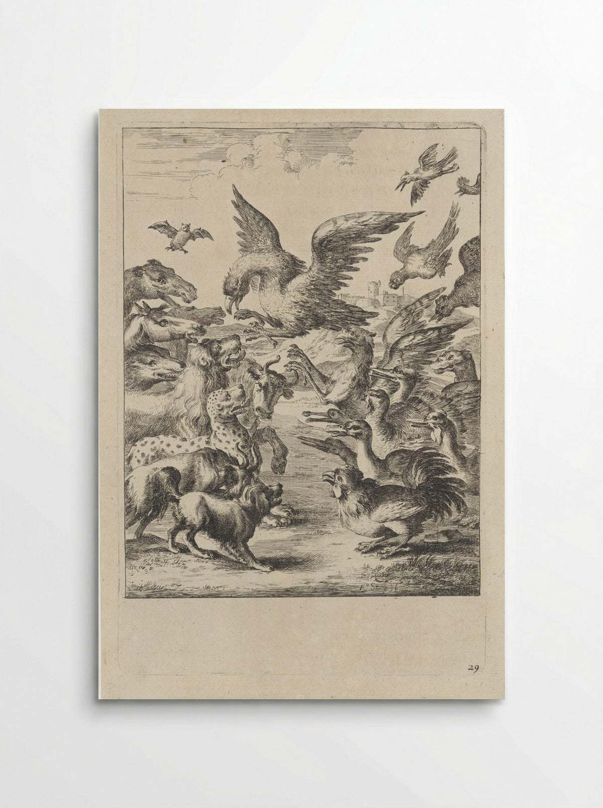 Fabel van de vogels en de beesten - John Ogilby - Poster