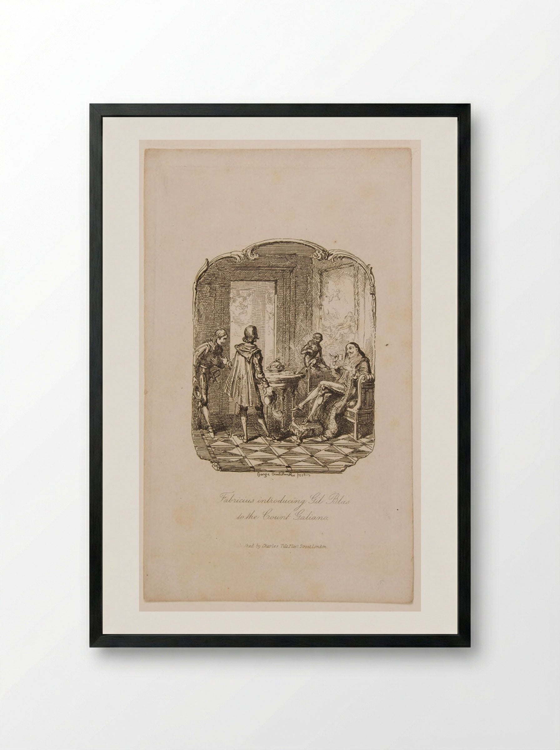 Fabricius Introducing Gil Blas to the Count Galiana - George Cruikshank - Framed Print Black