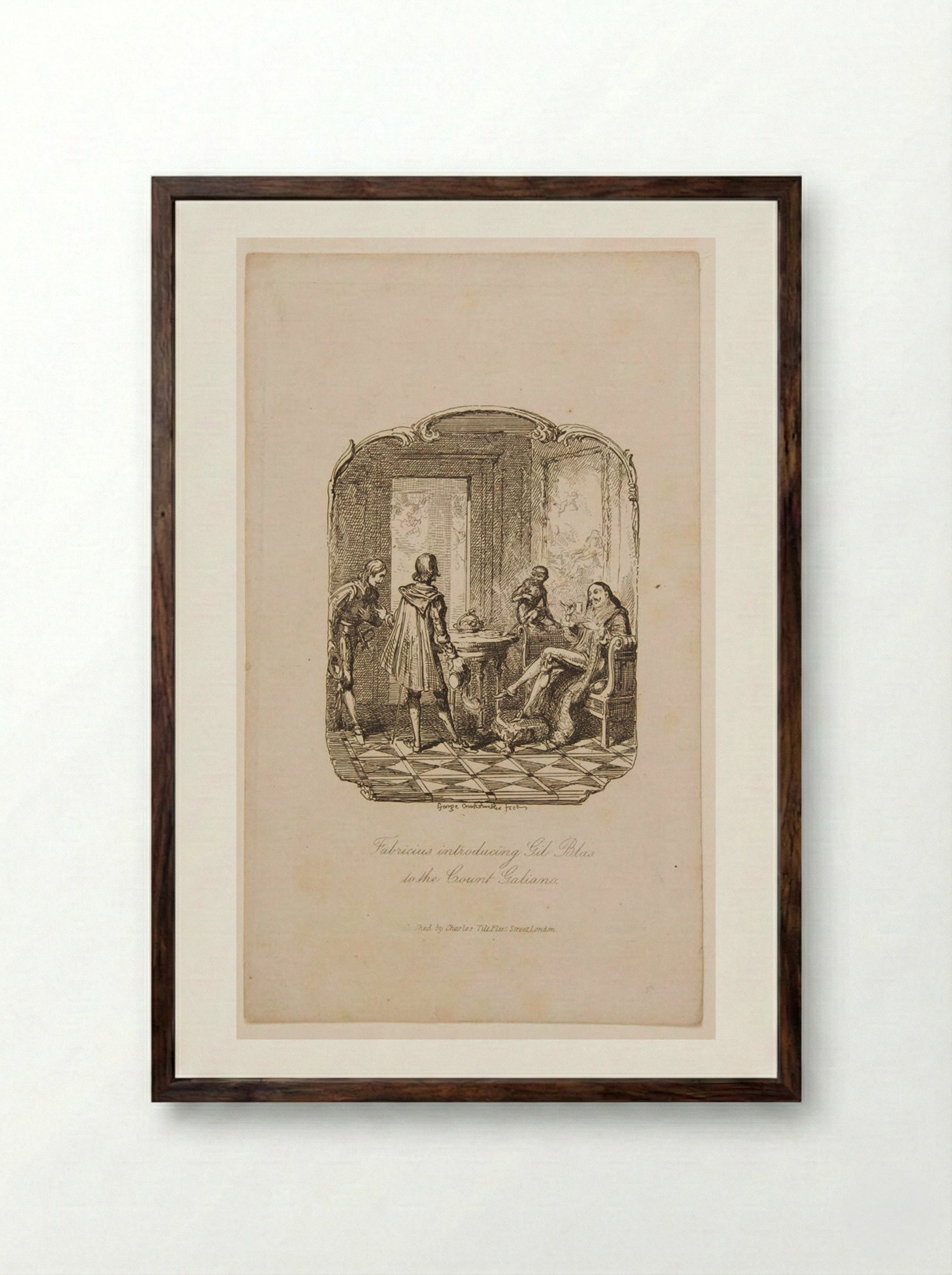 Fabricius Introducing Gil Blas to the Count Galiana - George Cruikshank - Framed Print Dark Wood