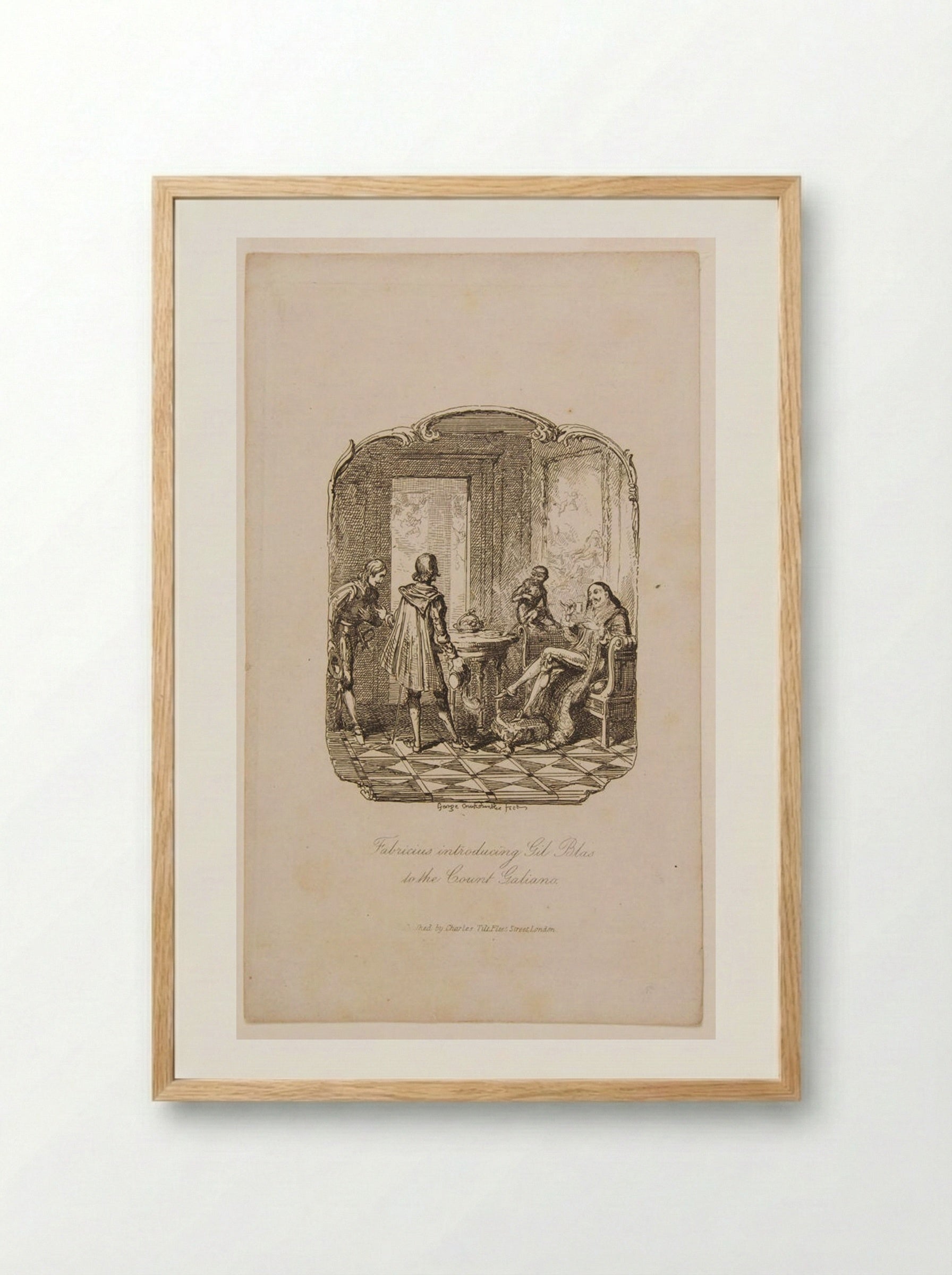 Fabricius Introducing Gil Blas to the Count Galiana - George Cruikshank - Framed Print Wood