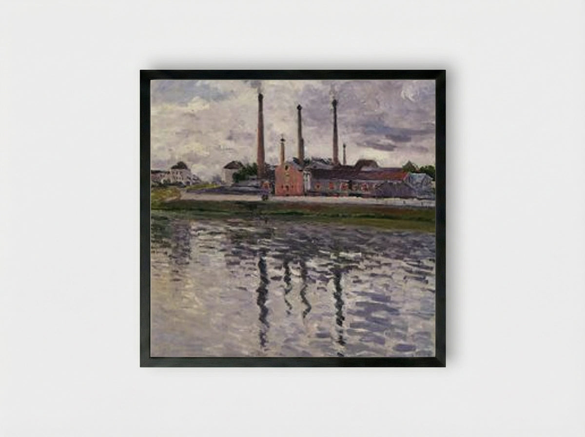 Factories at Argenteuil - Gustave Caillebotte - Framed Print Black