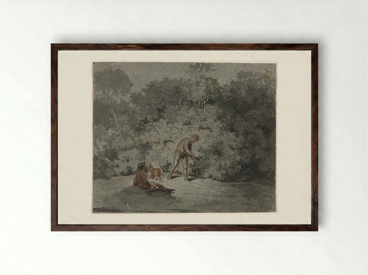 Faggot Gatherer - Francisque Millet - Framed Print Dark Wood