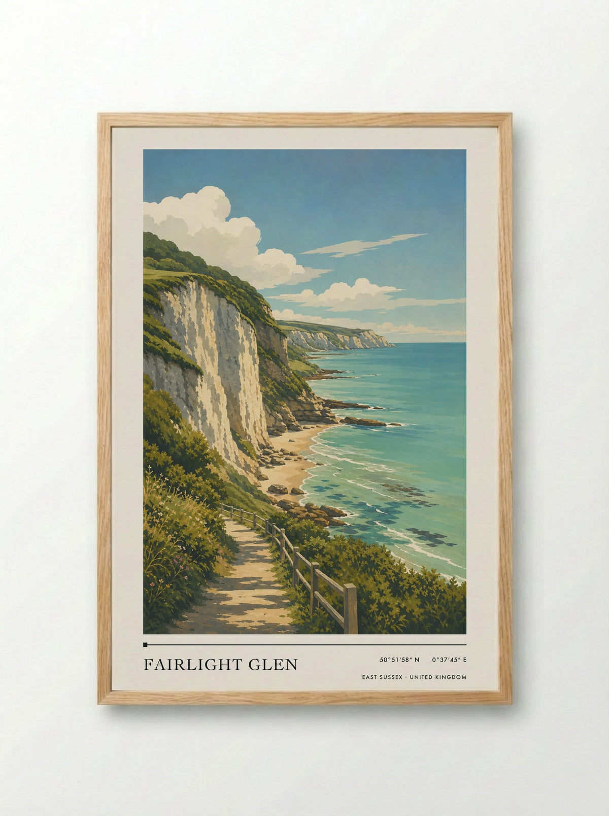 Fairlight Glen East Sussex United Kingdom Travel Poster - Framed Print Wood