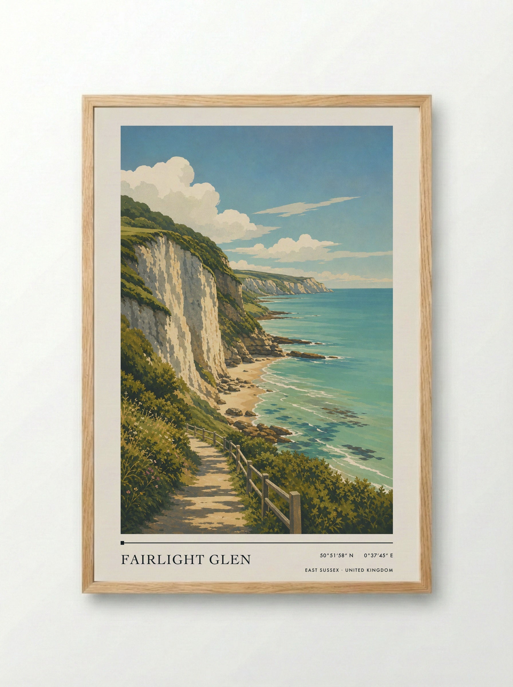 Fairlight Glen East Sussex United Kingdom Travel Poster - Framed Print Wood