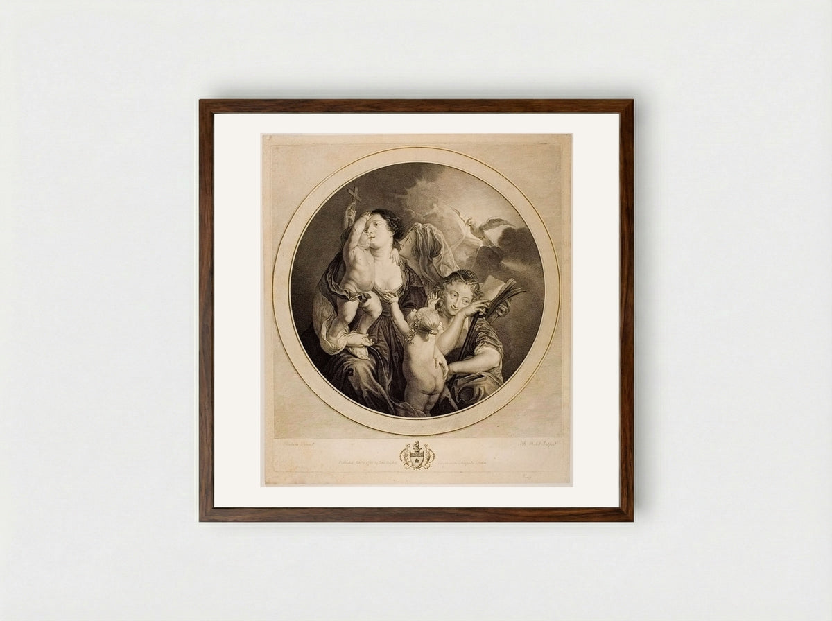 Faith, Hope and Charity - Jean Baptiste Michel - Framed Print Dark Wood