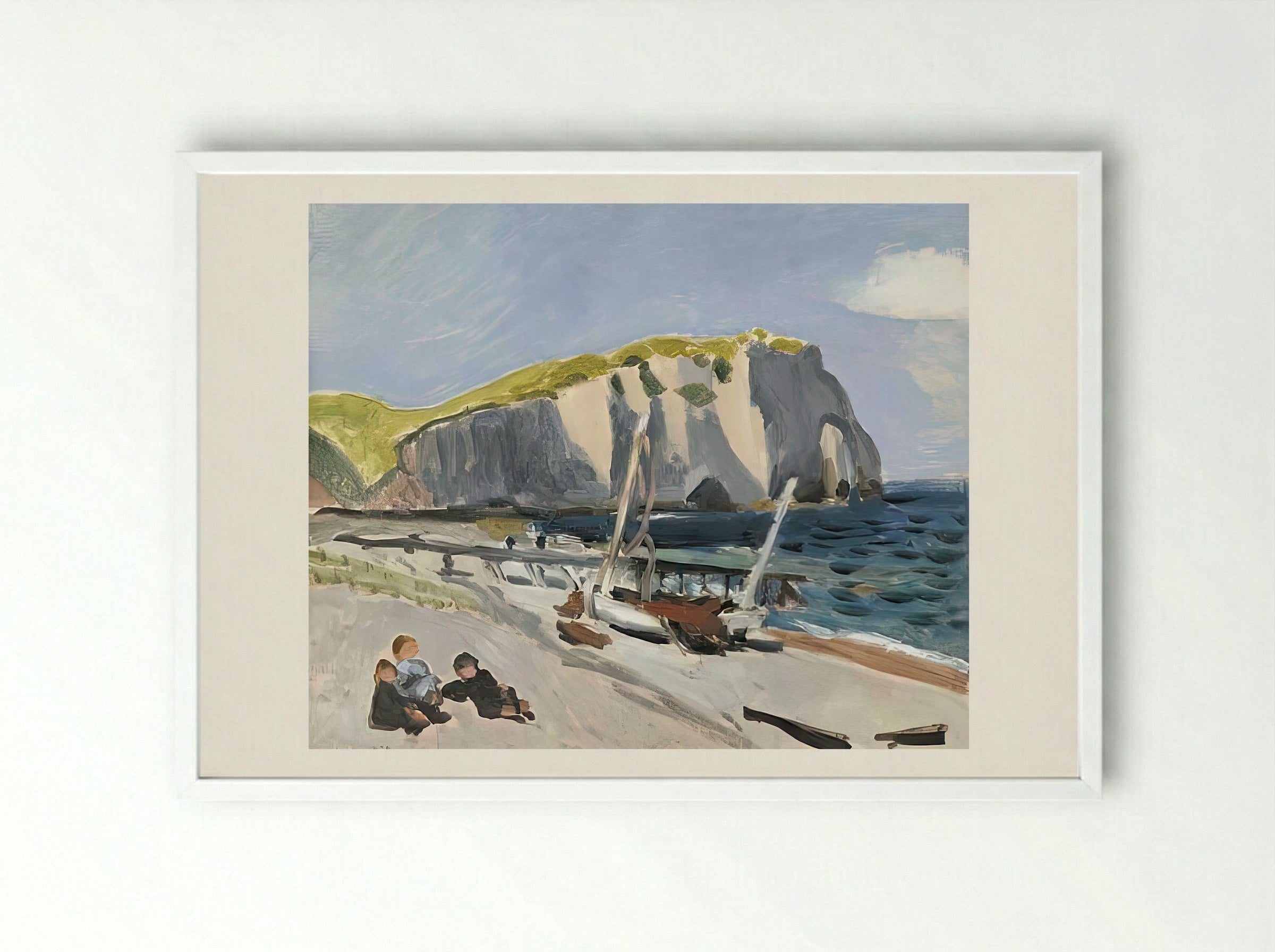 Falaises d’Aval by Henri Matisse – Fauvist Coastal Cliff Scene Print - Framed Print White