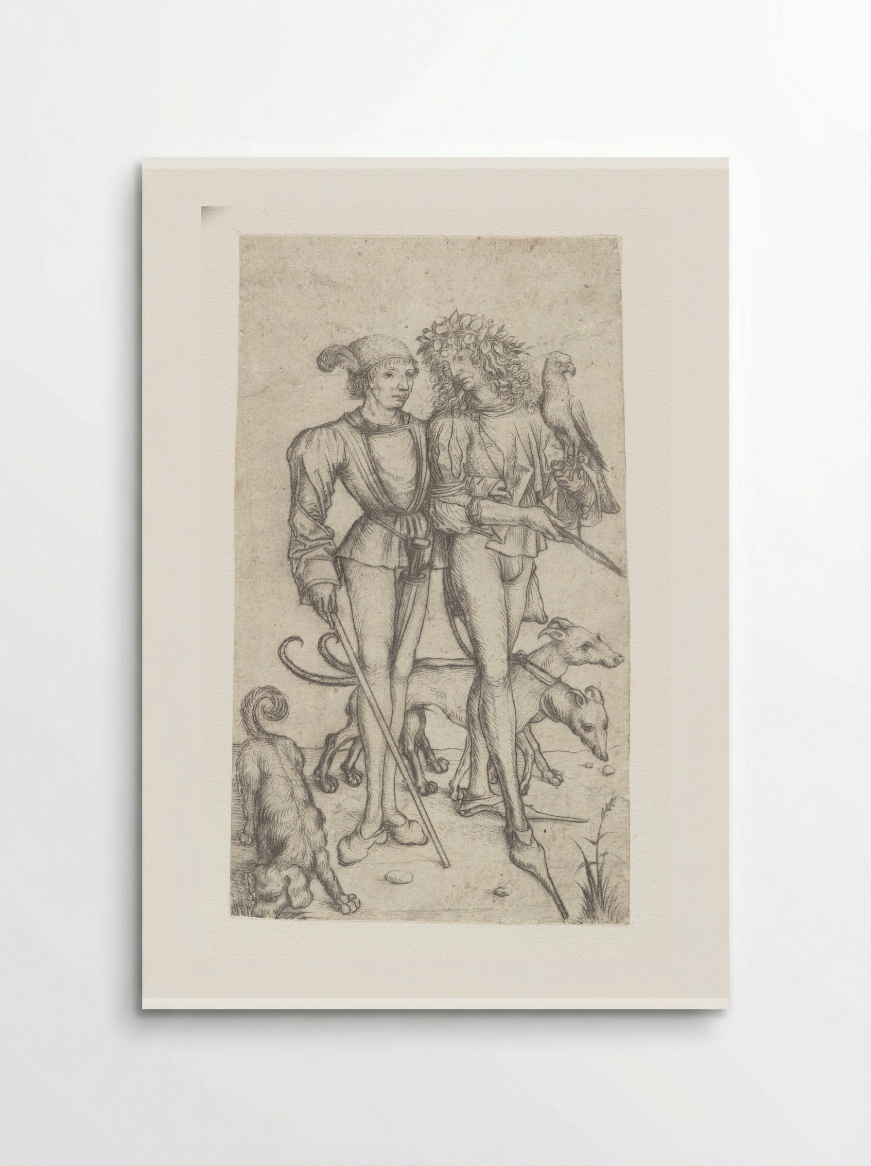 Falconer and Companion - Master of the Amsterdam Cabinet - Poster