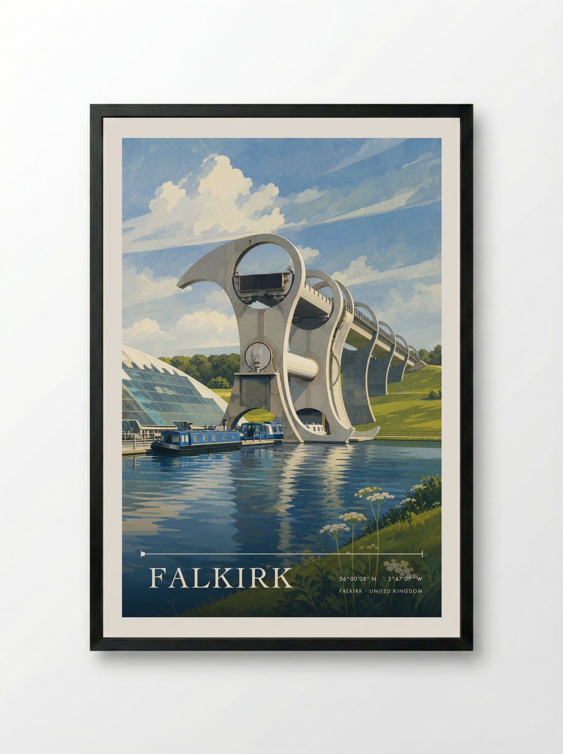 Falkirk United Kingdom Travel Poster - Framed Print Black