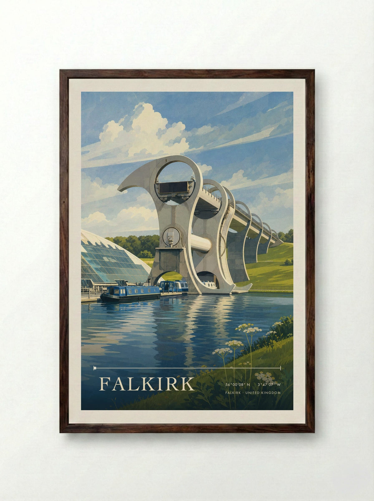 Falkirk United Kingdom Travel Poster - Framed Print Dark Wood