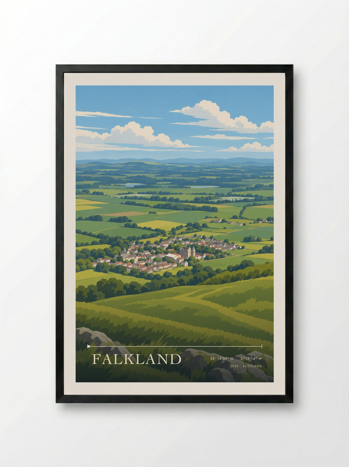 Falkland, Fife | Travel Poster - Framed Print Black