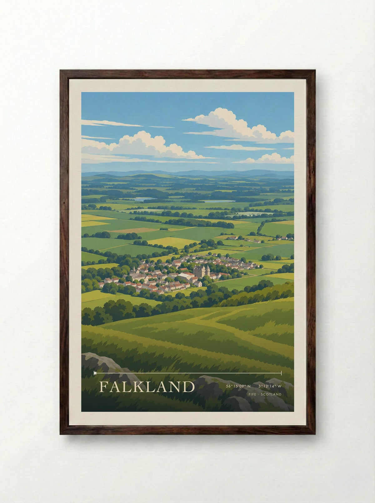 Falkland, Fife | Travel Poster - Framed Print Dark Wood