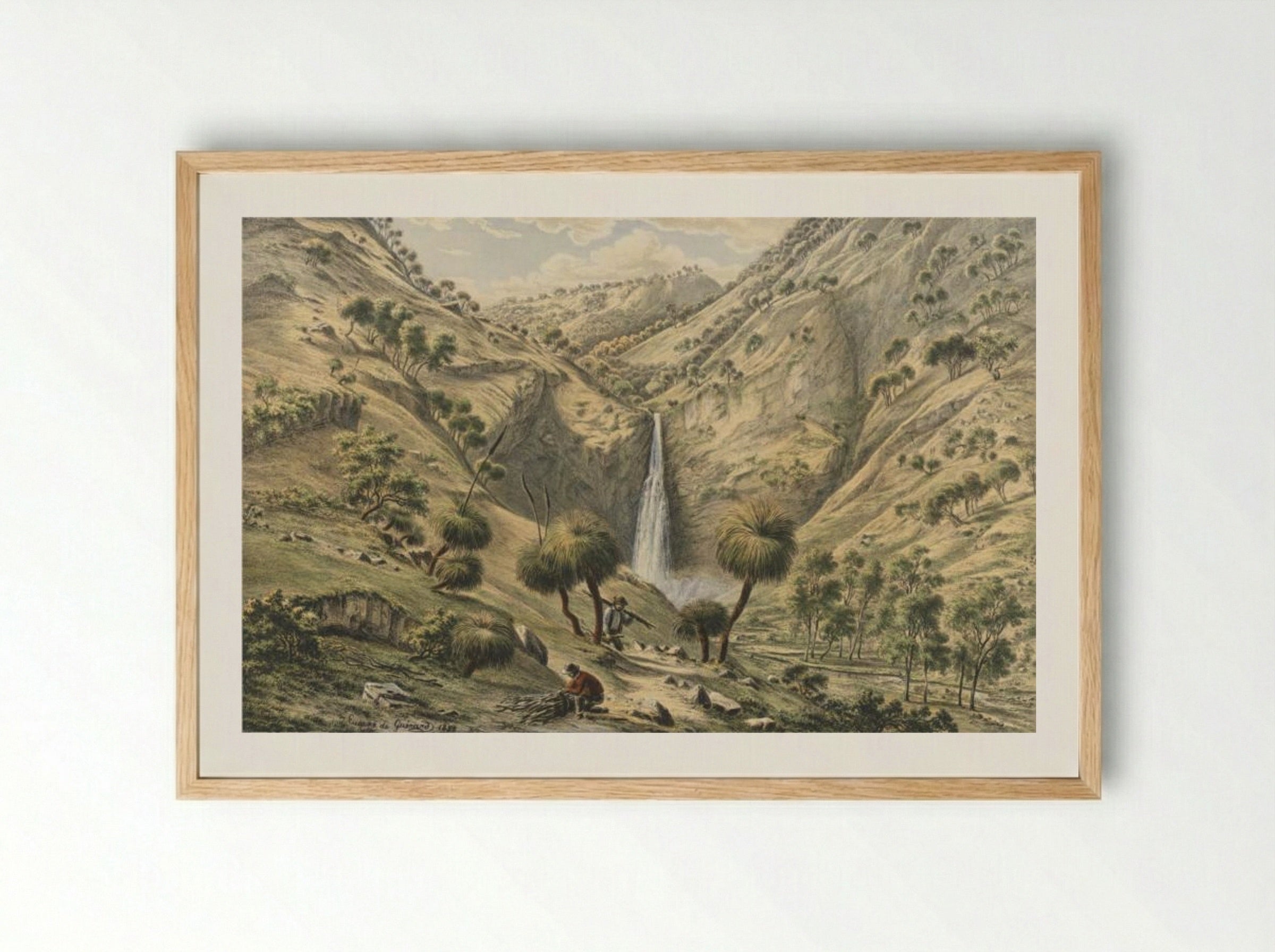 Fall of the First Creek, near Glen Osmond, South Australia - Eugene von Guerard - Framed Print Wood