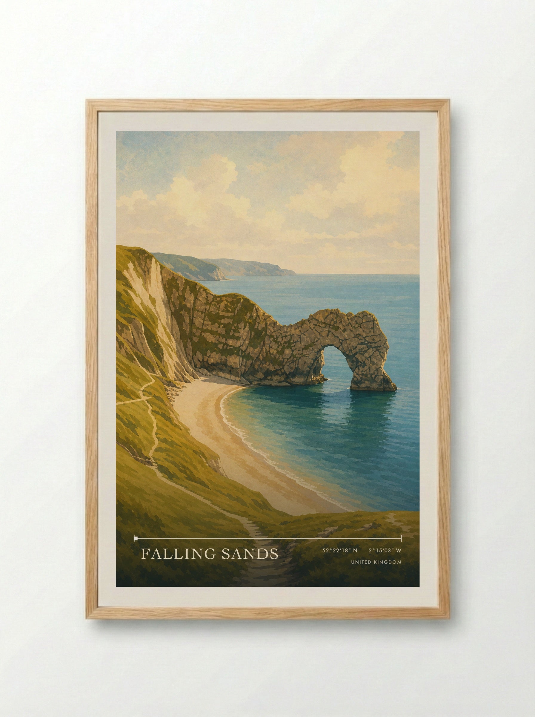 Falling Sands United Kingdom Travel Poster - Framed Print Wood